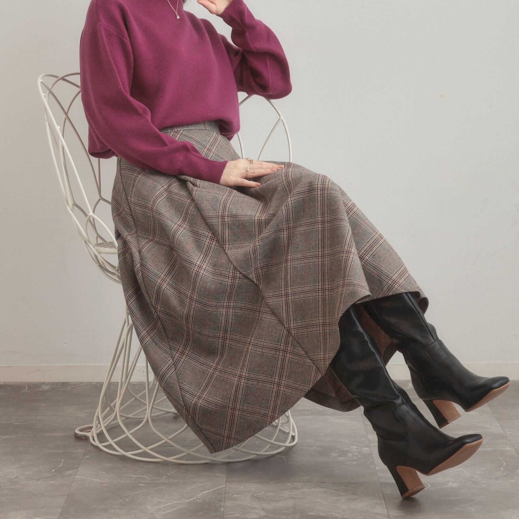 Couture broach「【通勤・大人可愛い】TRチェックスカート」|スカート|ブラウン(244)