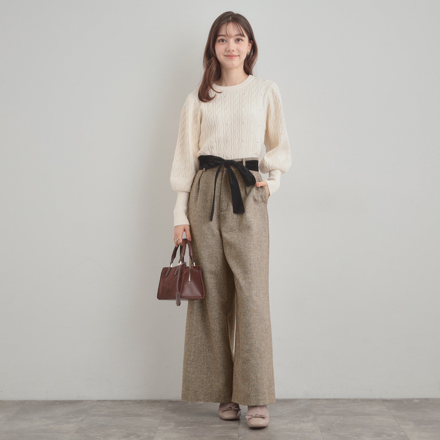 Couture broach「【上品華やか・通勤】ラメツイード ワイドパンツ」|その他|