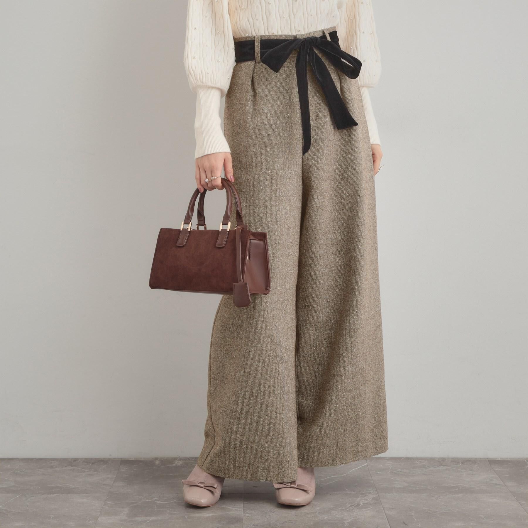 Couture broach「【上品華やか・通勤】ラメツイード ワイドパンツ」|その他|