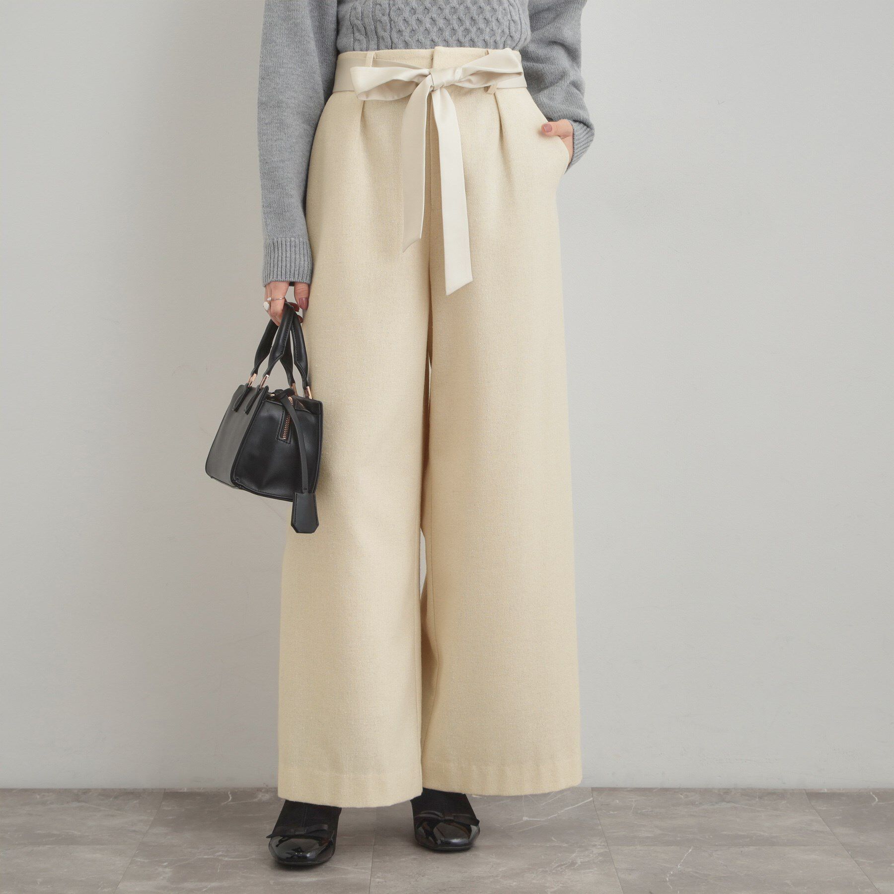 Couture broach「【上品華やか・通勤】ラメツイード ワイドパンツ」|その他|