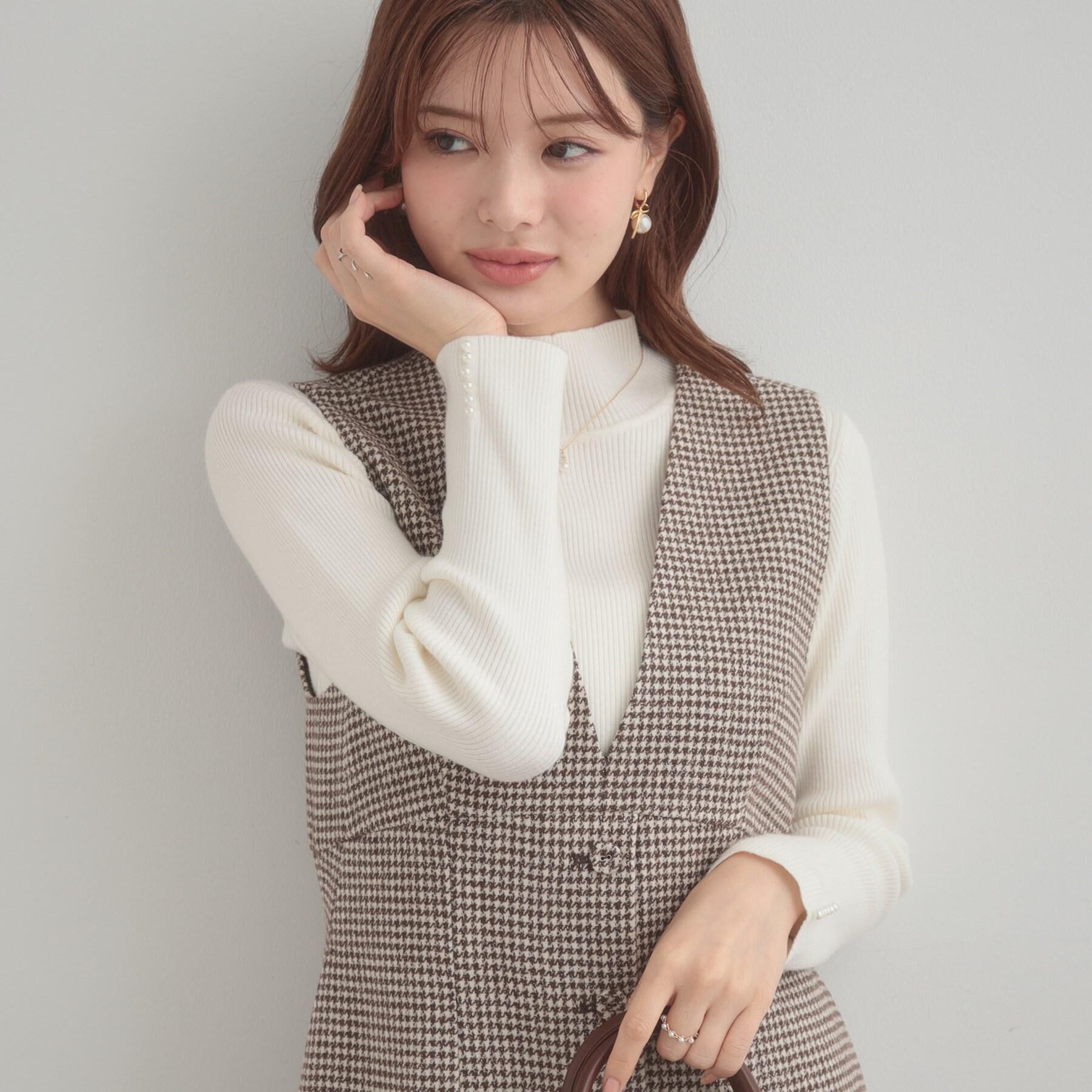 Couture broach「【クラシカル・通勤】ラメ千鳥釦デザインジャンスカ」|ワンピース|