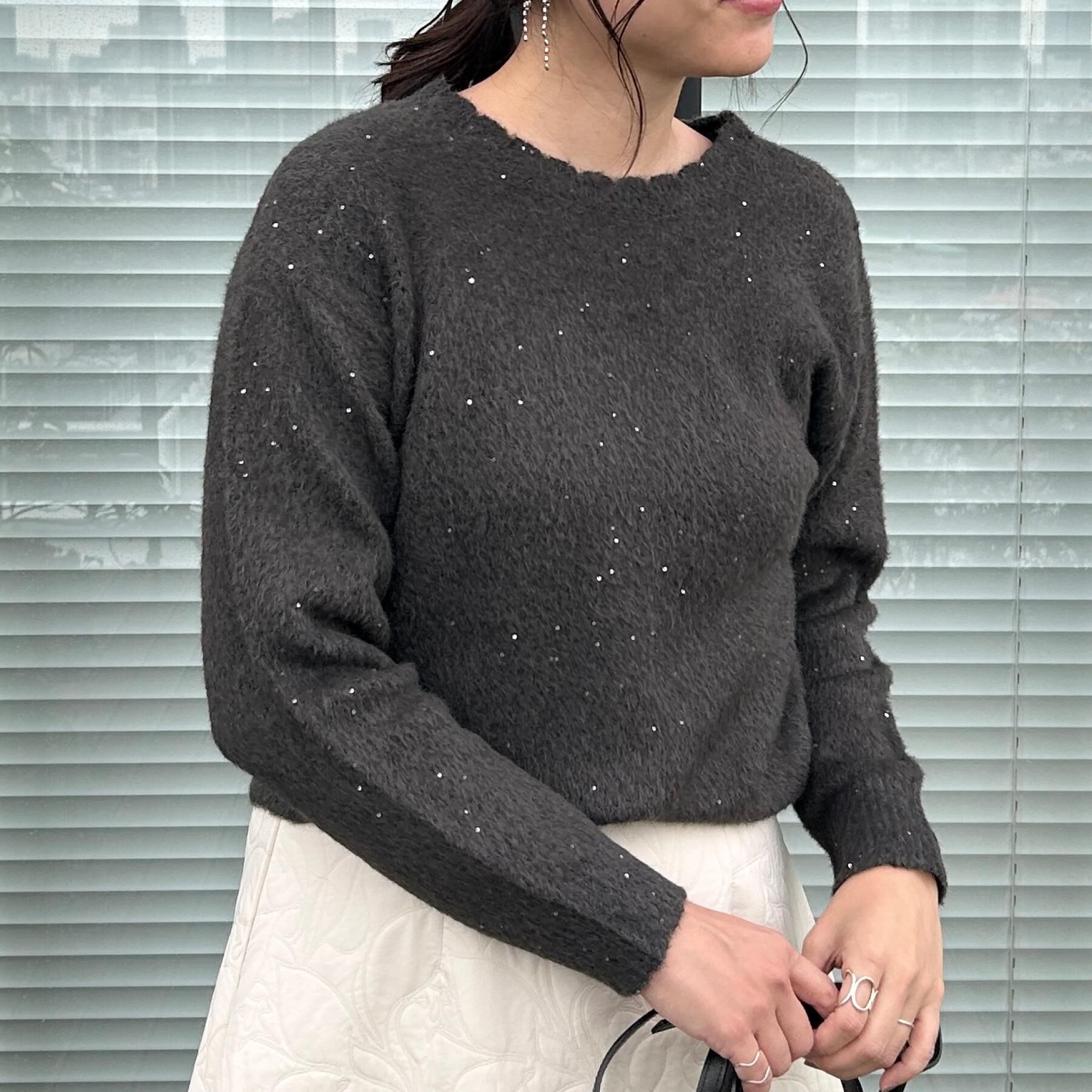 Couture broach「【前後2WAY】スパンコールラメフェザー ニット」|ニット・セーター|