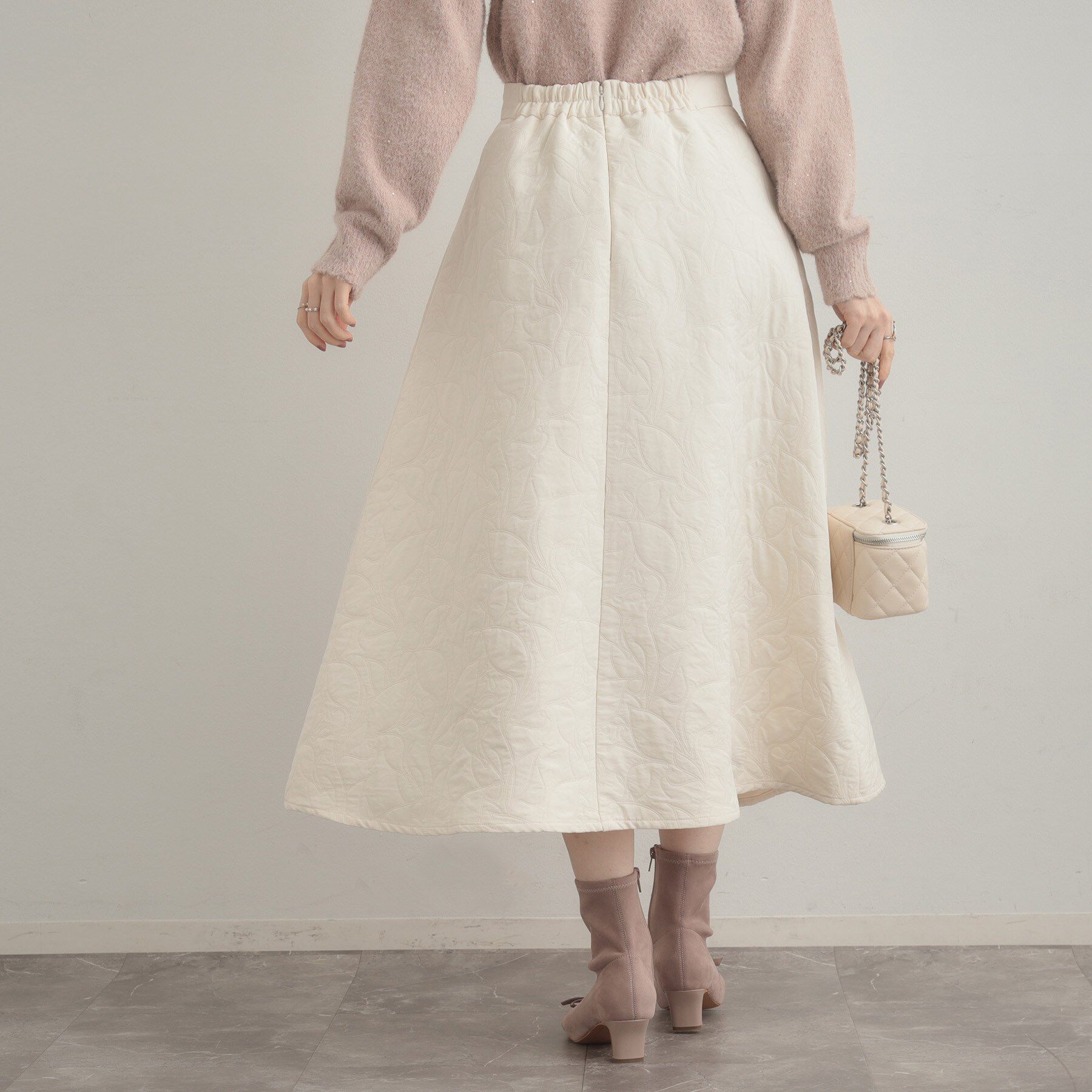 Couture broach「【洗える】リーフジャカード フレアスカート」|スカート|