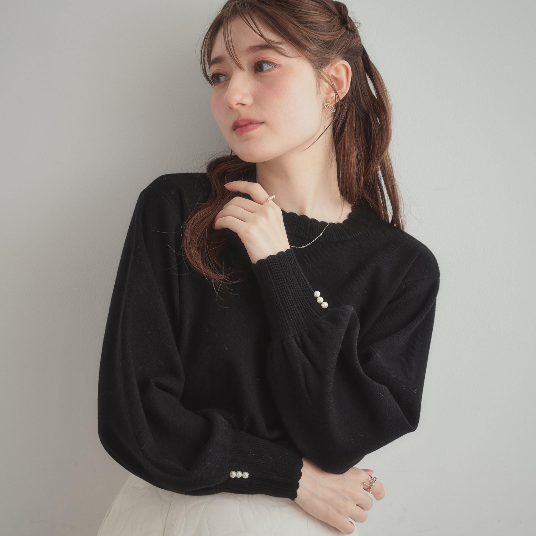 Couture broach「【洗える/スカラデザイン】パフスリーブ ニット」|ニット・セーター|