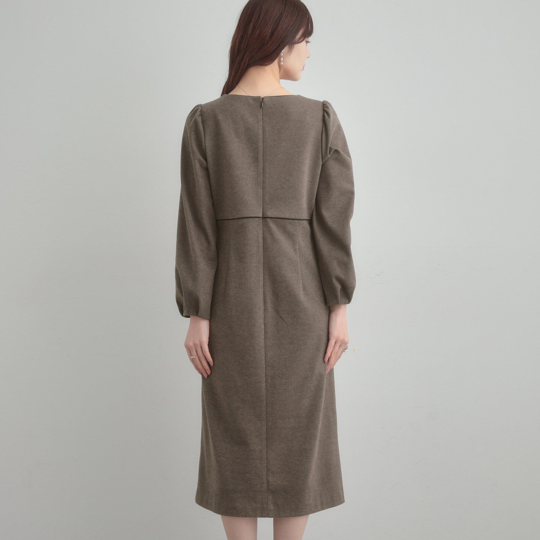 Couture broach「【通勤・起毛ポンチ】配色Aラインワンピース」|ワンピース|