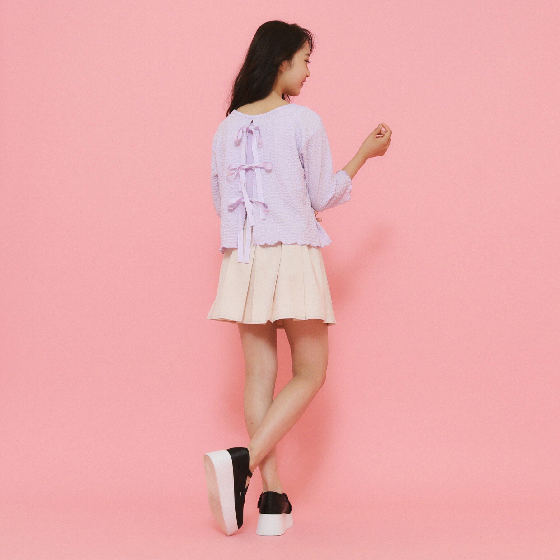 PINK-latte「【ニコラ10月号掲載/セットアイテム／2WAY】リボンプルオーバー」|Tシャツ・カットソー|