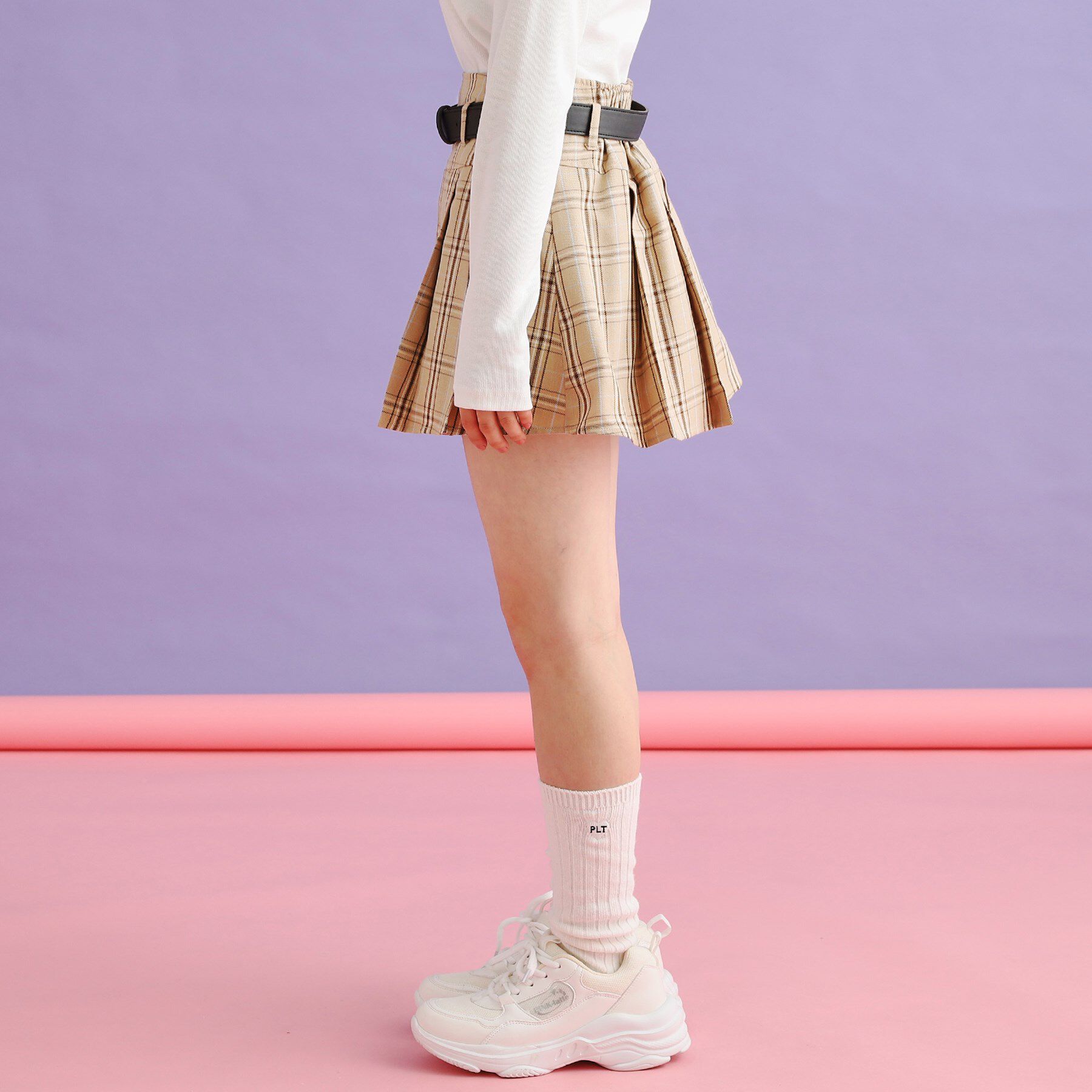 PINK-latte「ベルト付きプリーツスカート」|スカート|