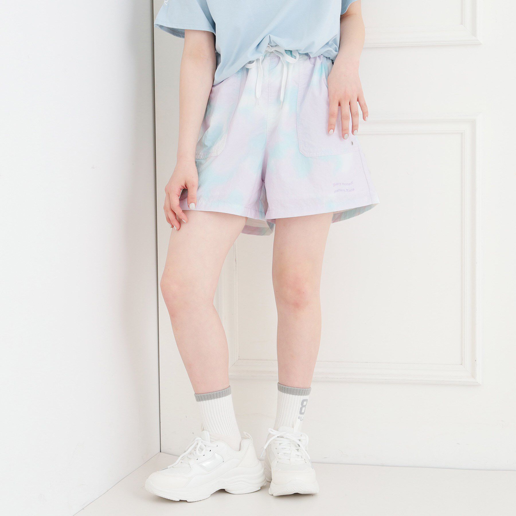 PINK-latte「【軽・らく】イージーショートパンツ」|キュロット|パープル(381)