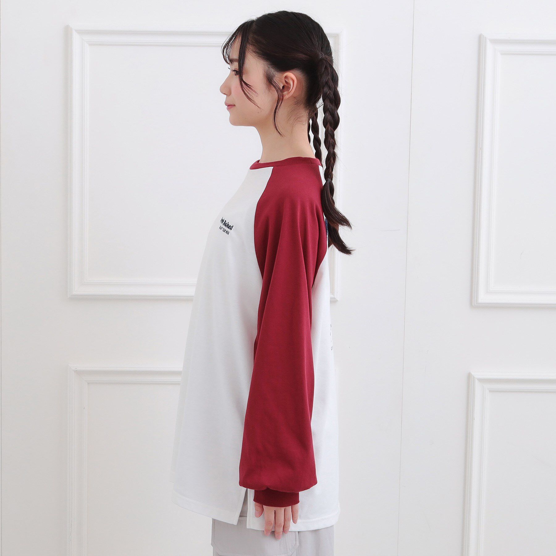 PINK-latte「ラグランサガラチュニックロンT」|Tシャツ・カットソー|