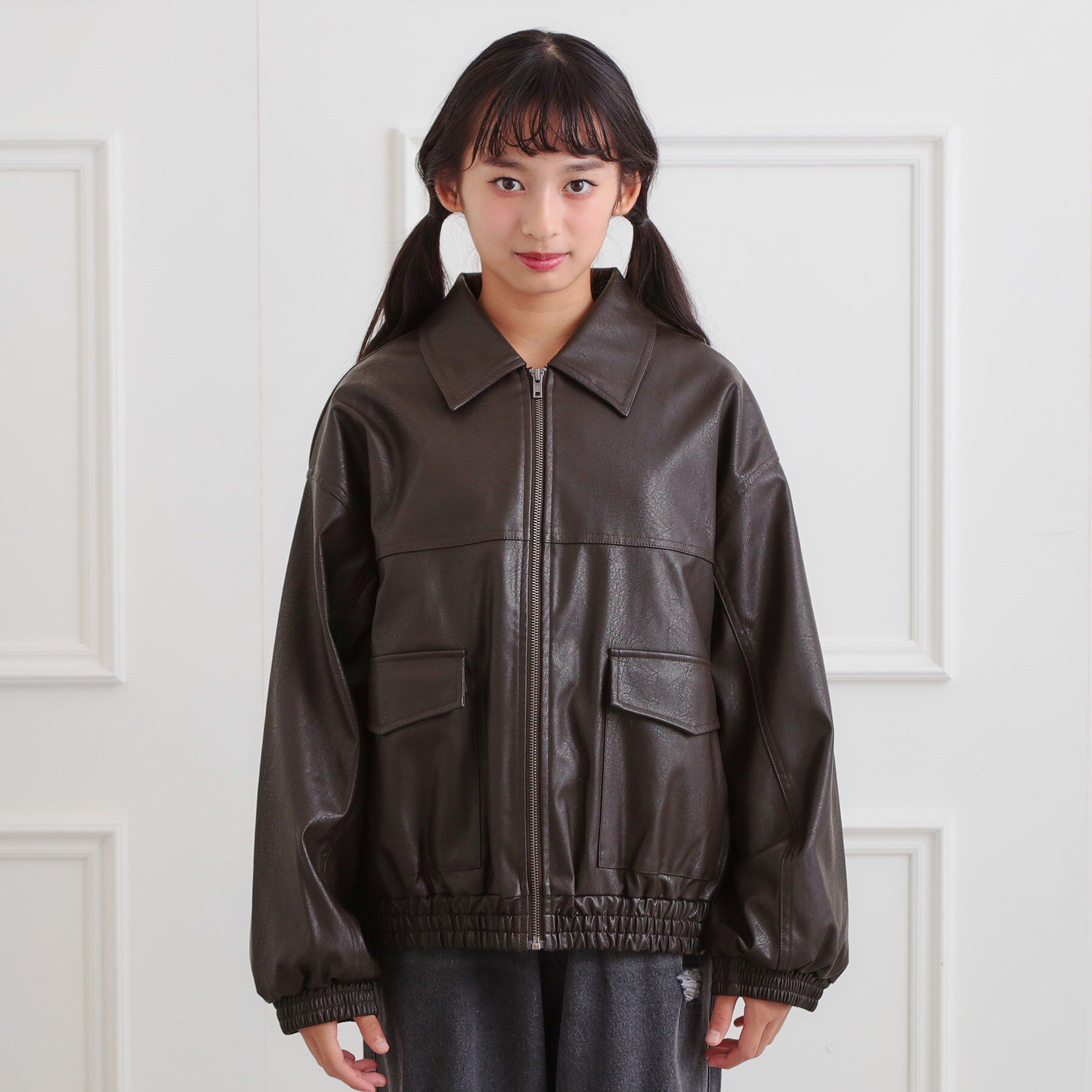 PINK-latte「合成皮革ブルゾン」|ブルゾン・スタジャン|