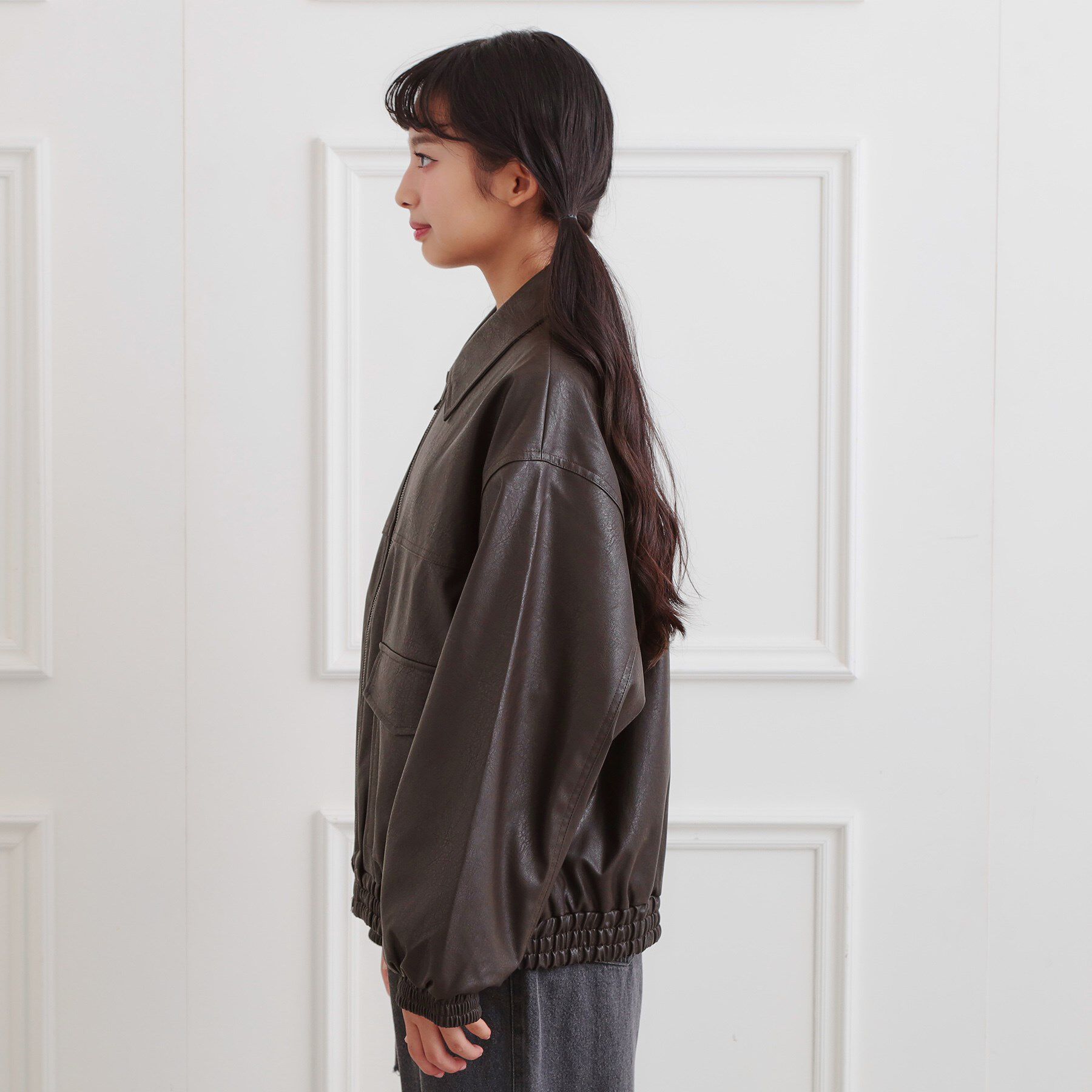 PINK-latte「合成皮革ブルゾン」|ブルゾン・スタジャン|