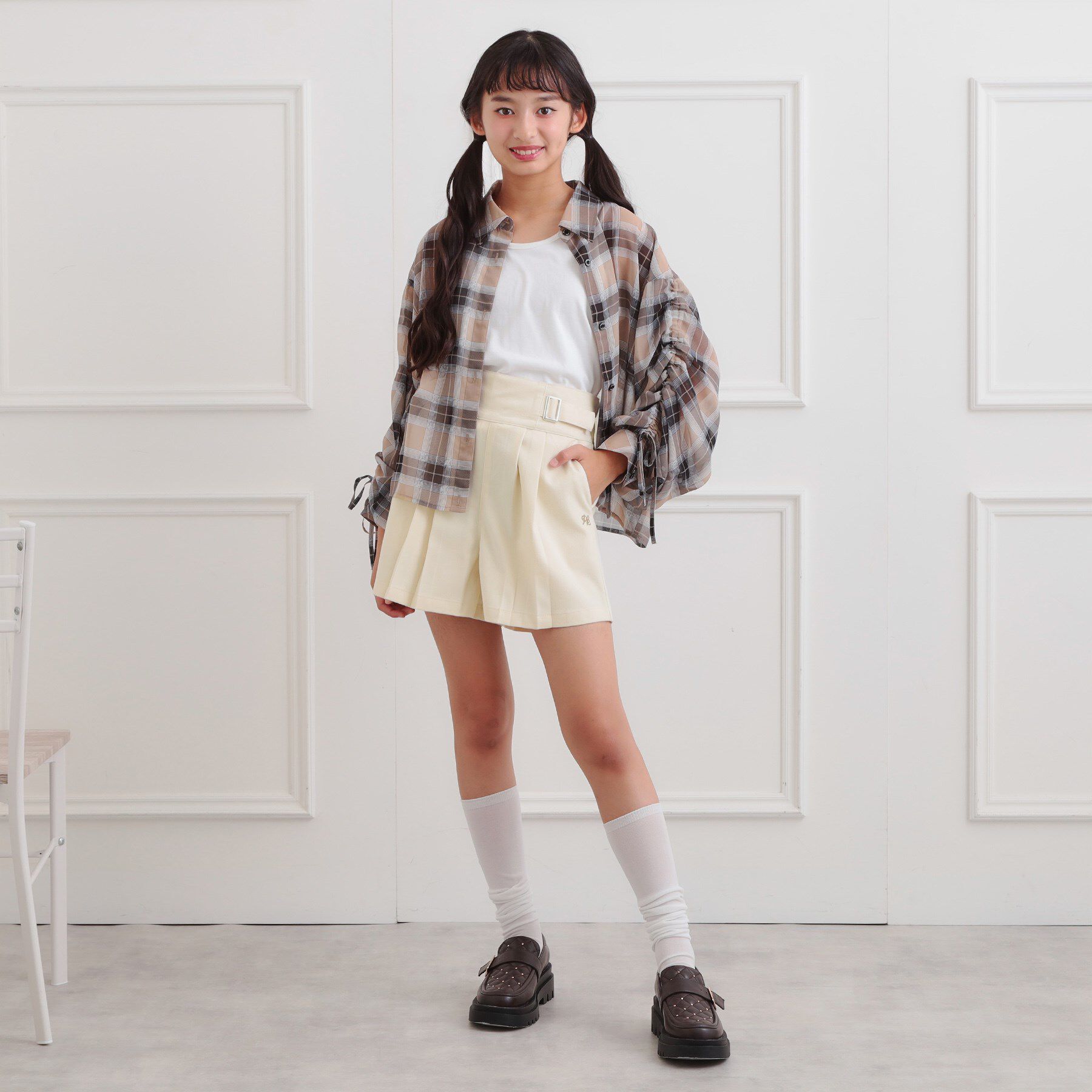 PINK-latte「バックルハイウエストショートパンツ」|キュロット|