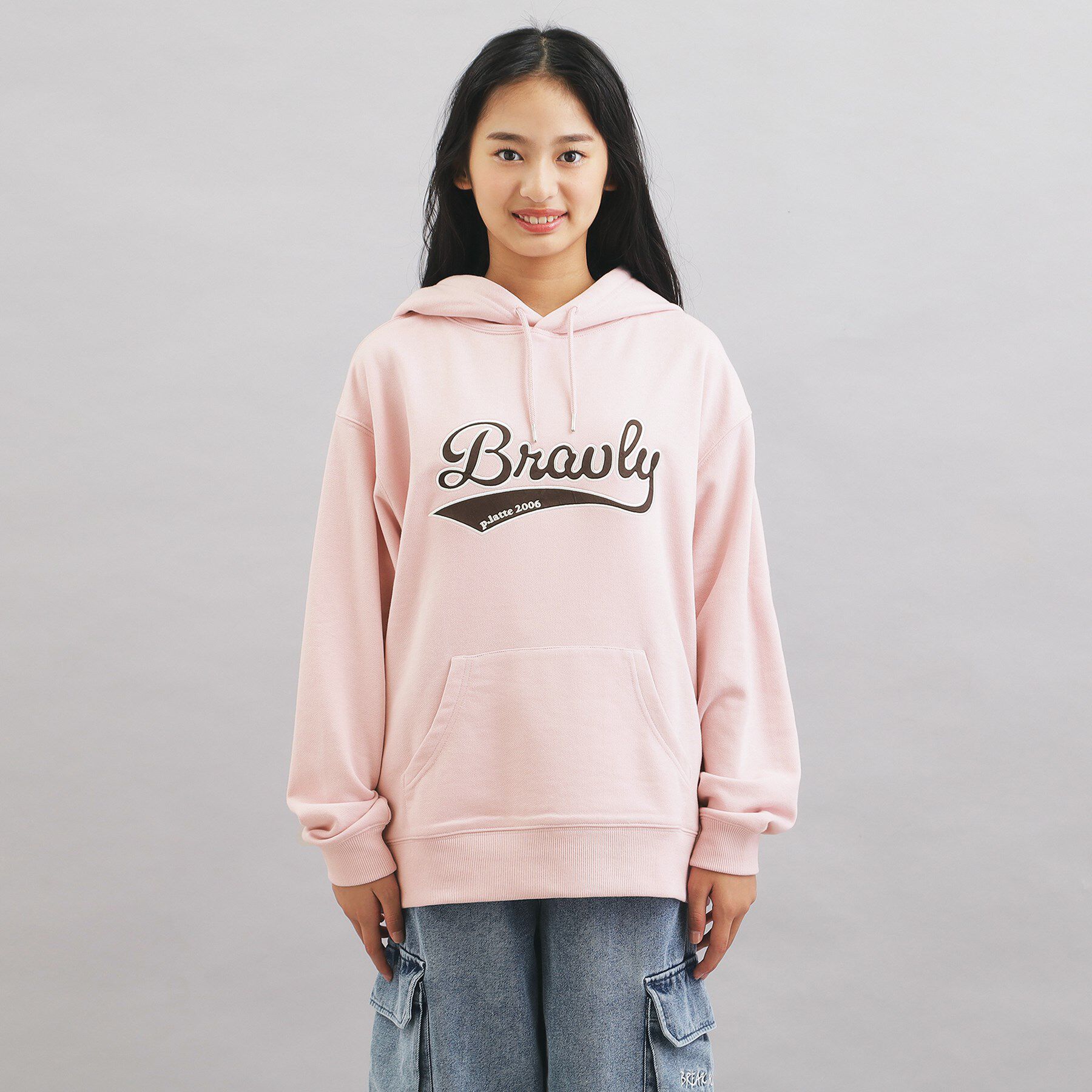 PINK-latte「サテンアップリケBIGパーカー」|パーカー|