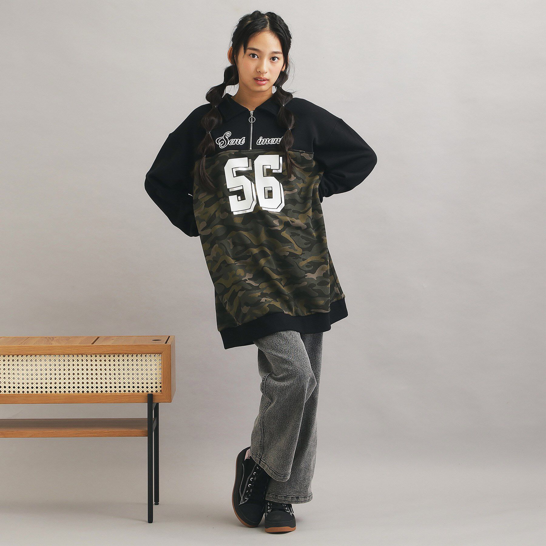 PINK-latte「ナンバー切替ハーフジップワンピース」|ワンピース|