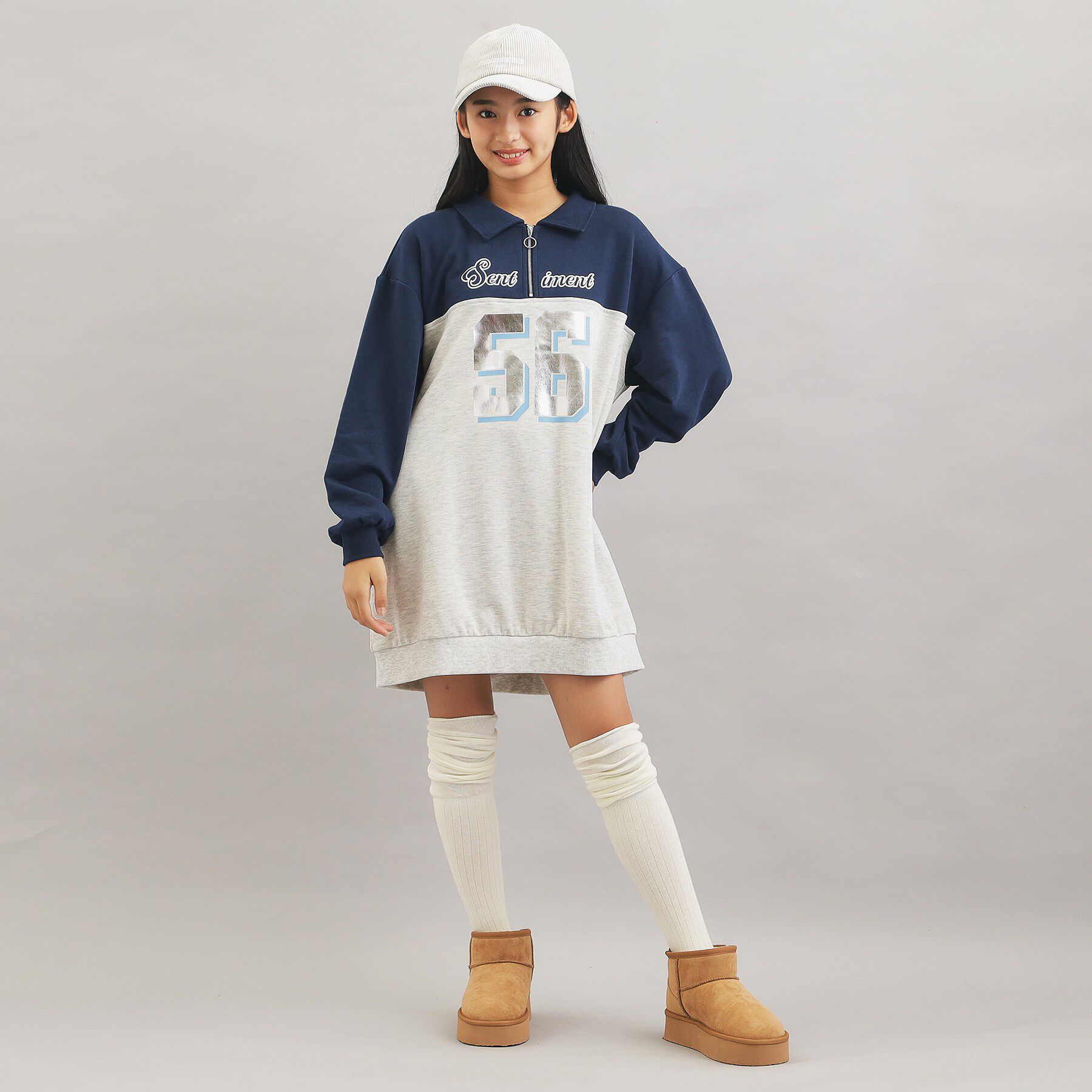 PINK-latte「ナンバー切替ハーフジップワンピース」|ワンピース|