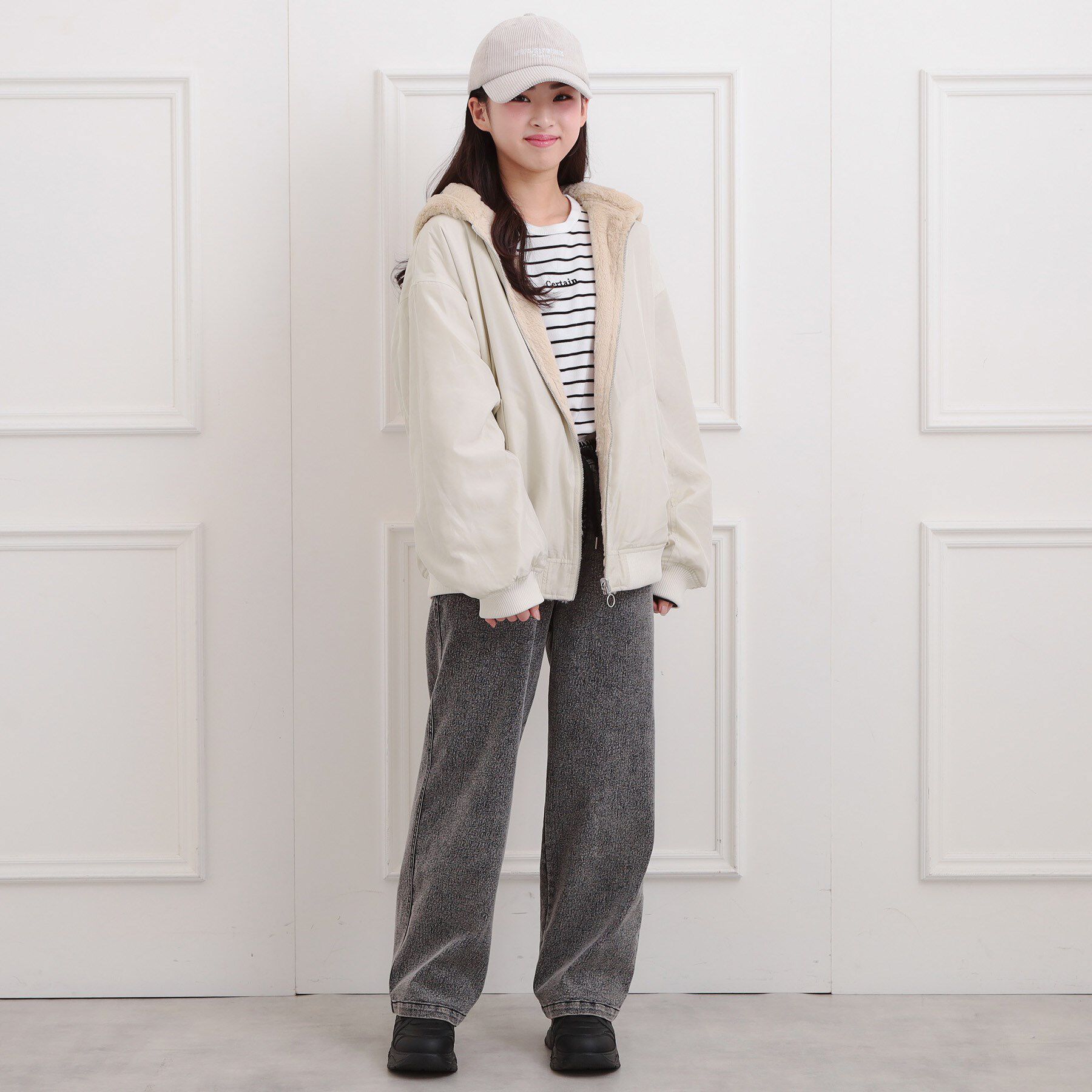 PINK-latte「リバーシブルフェイクファーブルゾン」|ブルゾン・スタジャン|