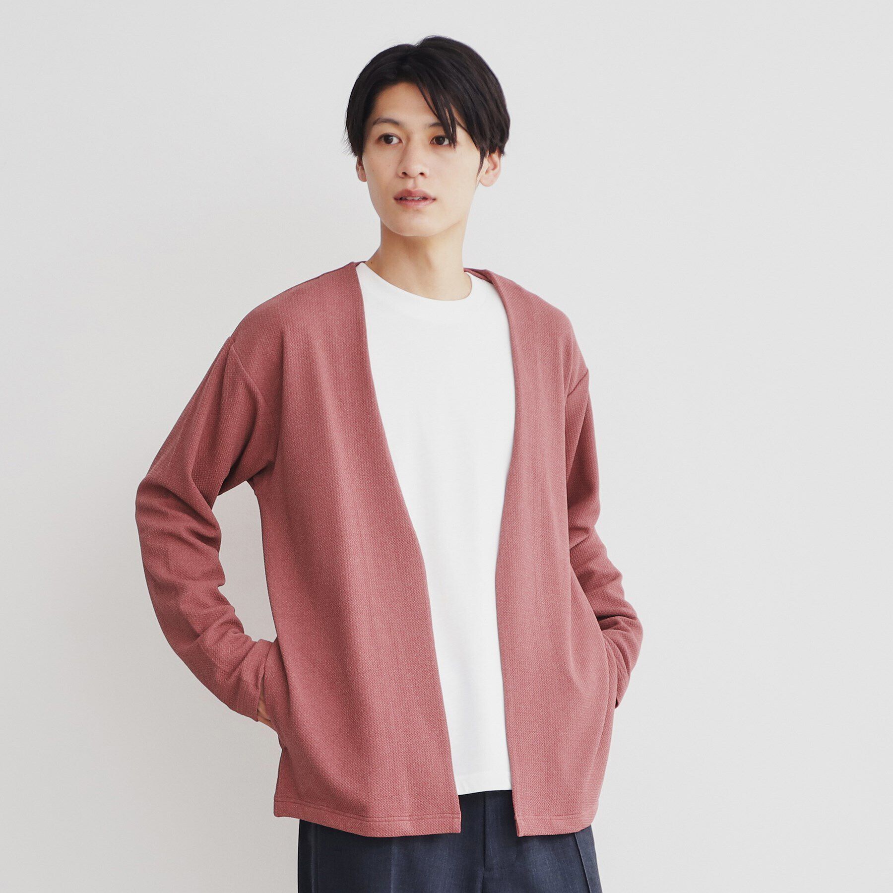 THE SHOP TK「【カーディガン＋ロンTセットアイテム】杢ふくれアンサンブルカーディガン」|カーディガン|ピンク(074)