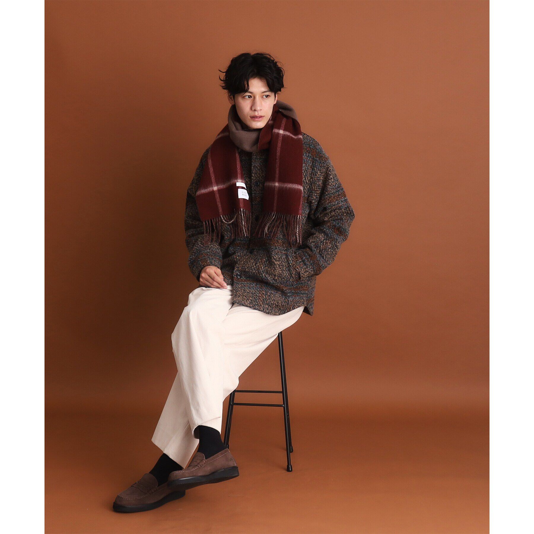 THE SHOP TK「ウールリバーシブルマフラー ビジネス兼用 ／ チェック ／ へリンボン」|ストール|