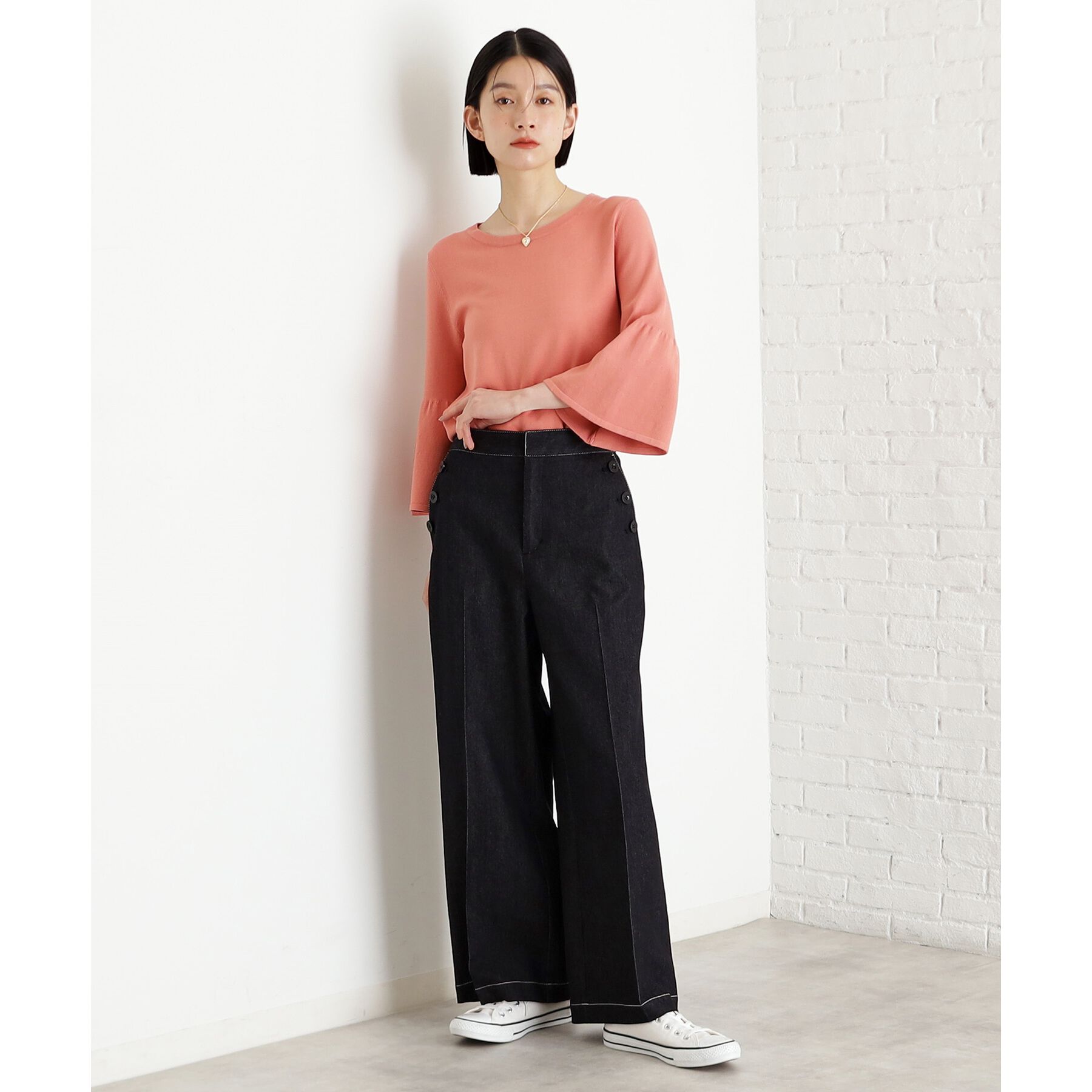 THE SHOP TK「【接触冷感/体型カバー】7分袖フレアニット/洗濯機OK/ＵＶケア」|ニット・セーター|