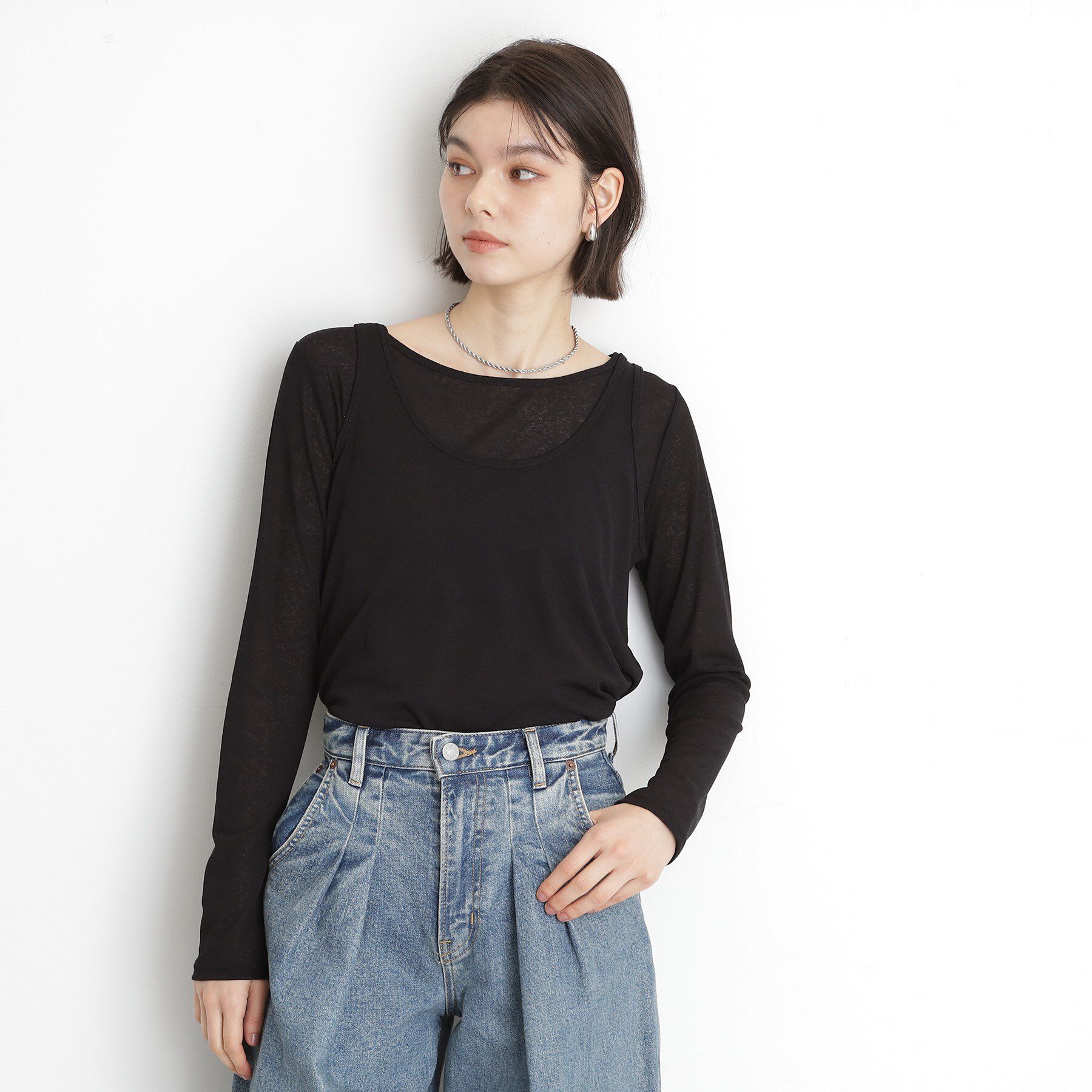 THE SHOP TK「シアーフライスレイヤード　【セットアイテム】」|Tシャツ・カットソー|ブラック(019)