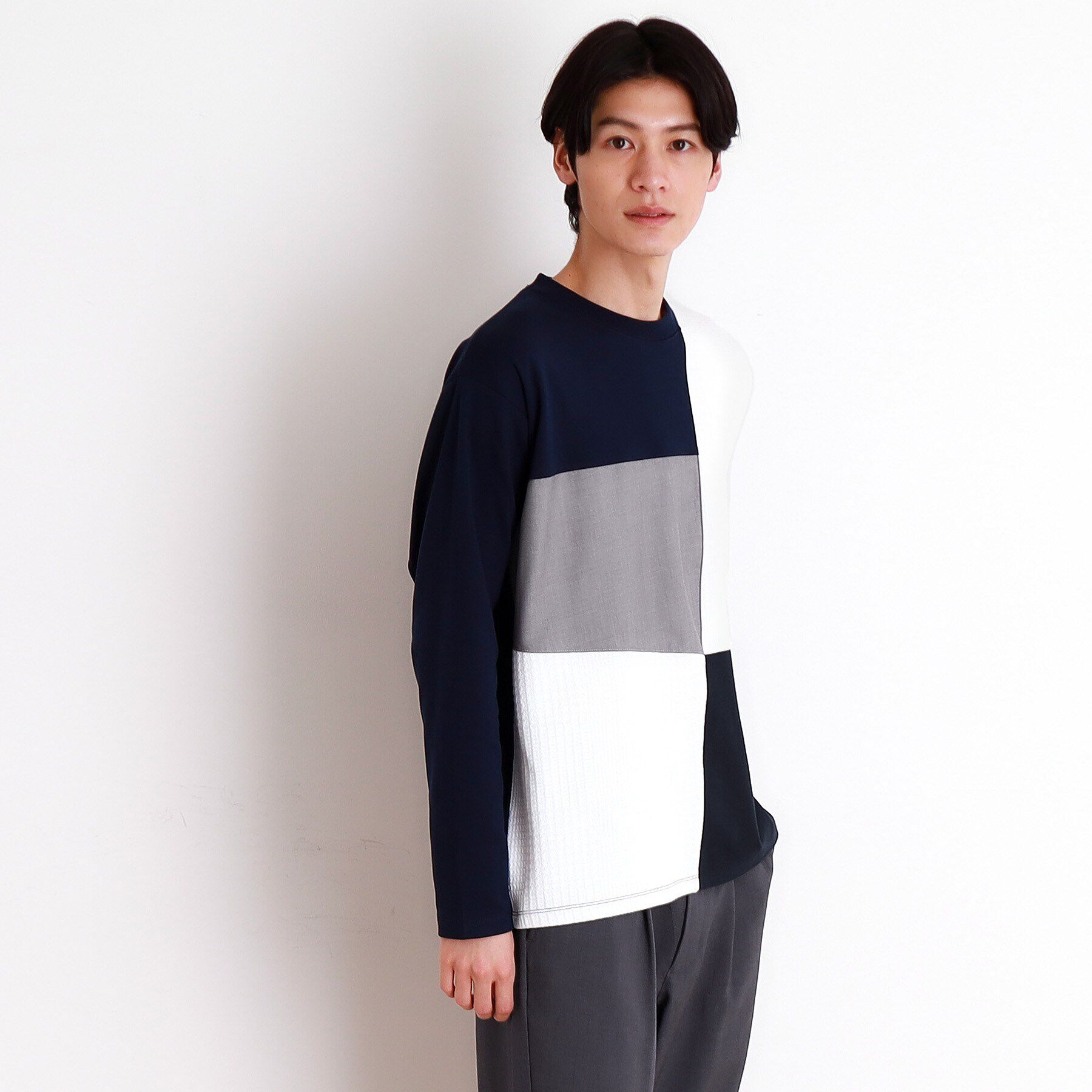 THE SHOP TK「パネルブロッキング長袖Tシャツ」|Tシャツ・カットソー|