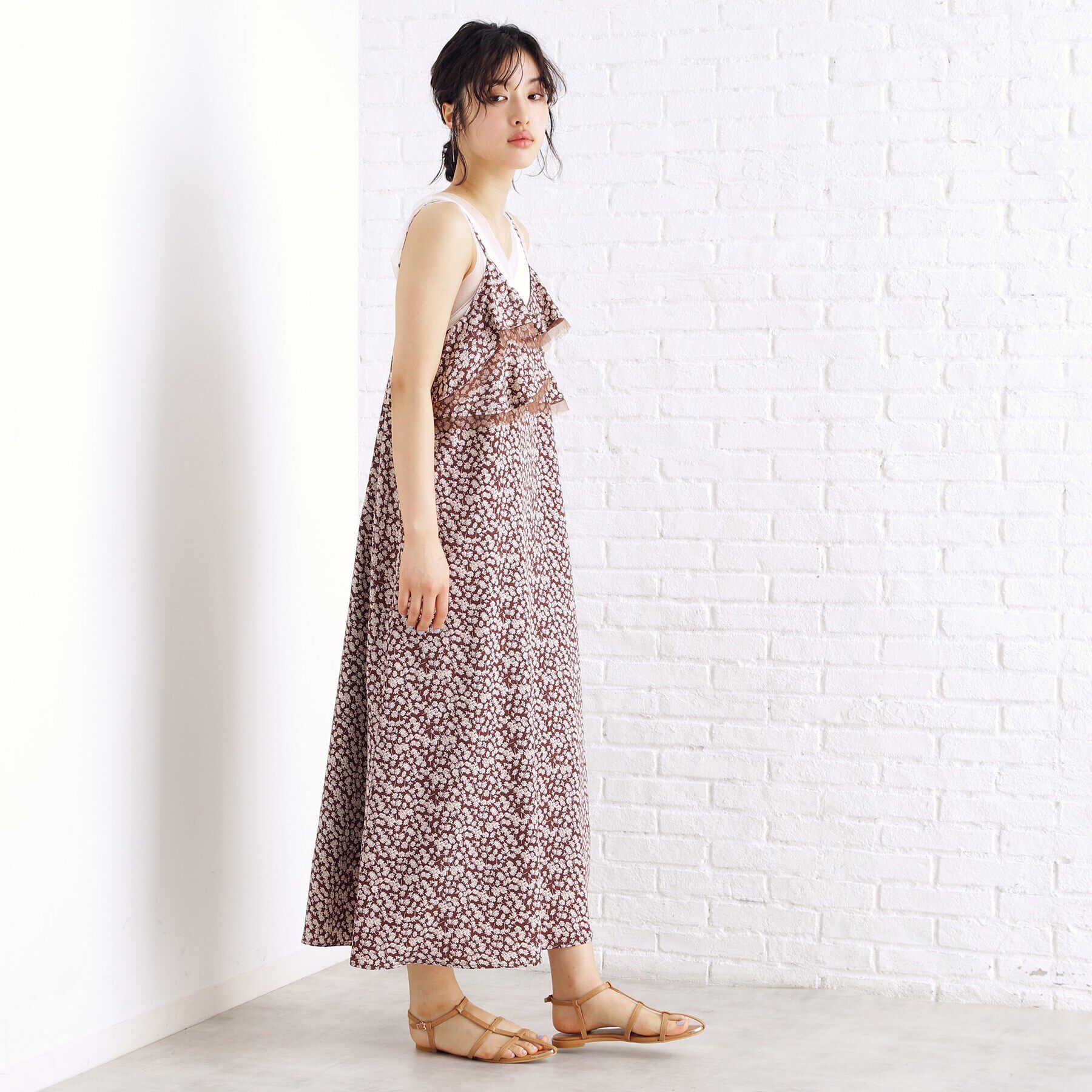 THE SHOP TK「小花柄フリルキャミワンピース【洗える】」|ワンピース|