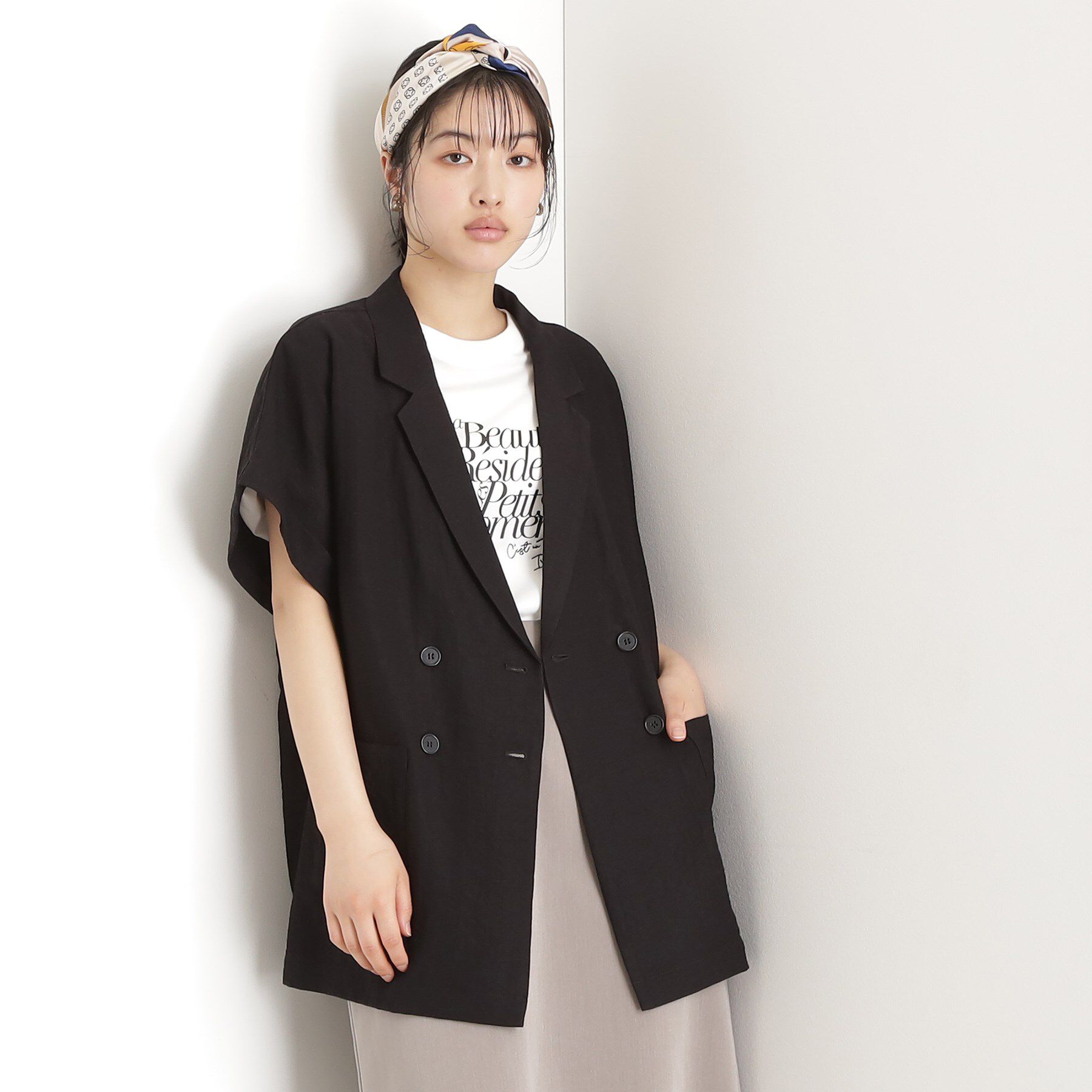 THE SHOP TK「リネン混半袖テーラージャケット【洗える/セットアップ可】」|テーラードジャケット|