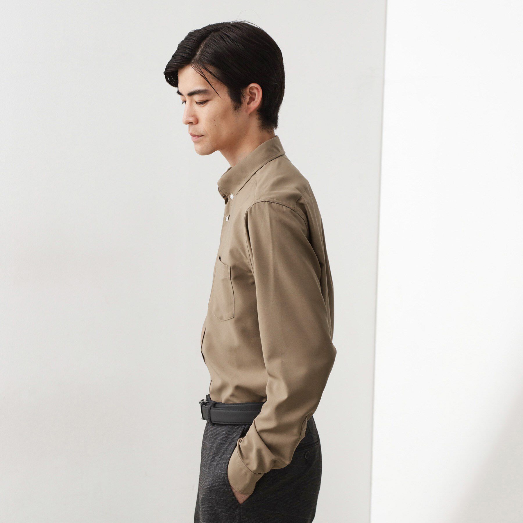 THE SHOP TK「スムースファイバー長袖シャツ 【吸水速乾/UVカット/軽量/イージーケア】」|シャツ・ブラウス|