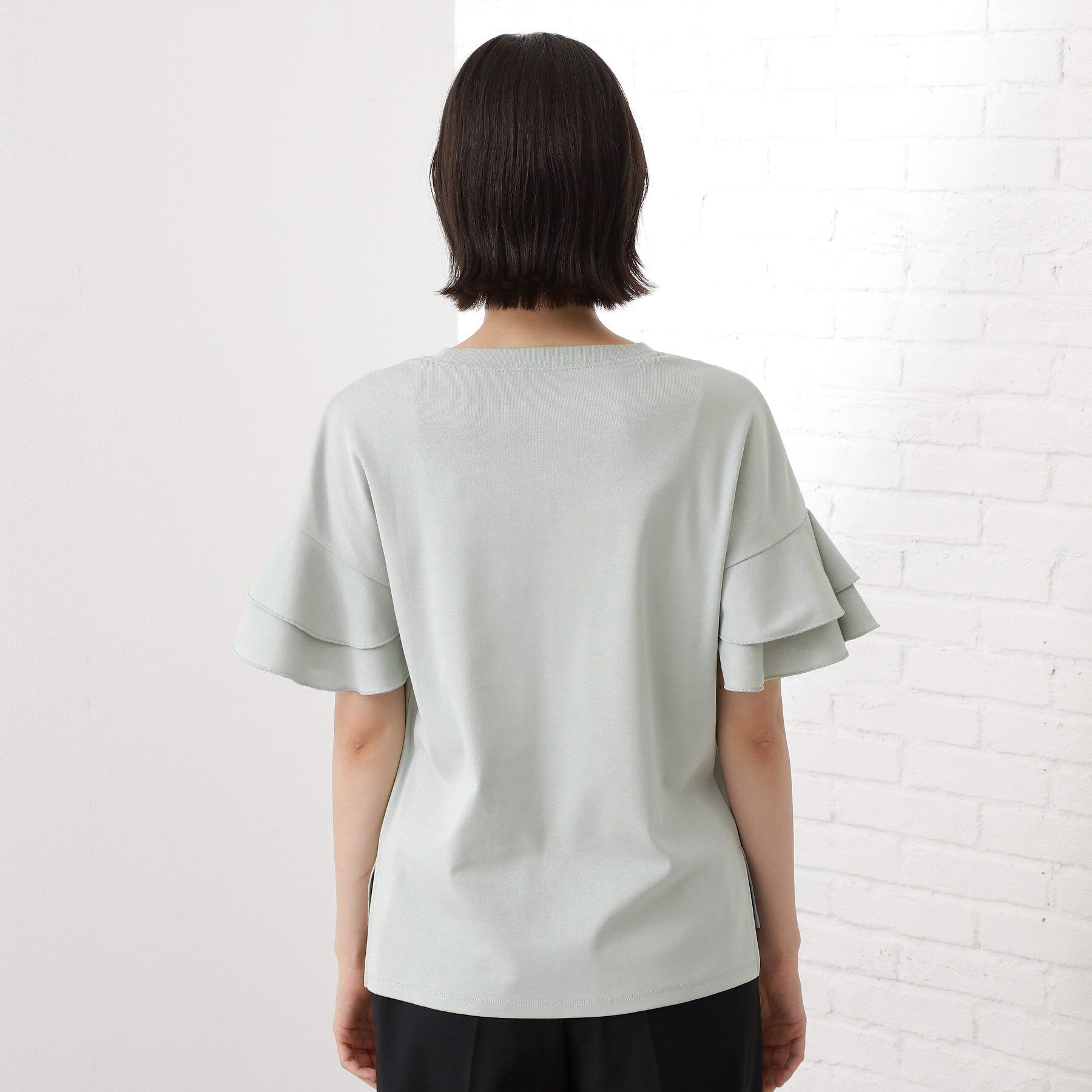 THE SHOP TK「【汗染み防止】袖フリルTシャツ【UVカット/洗濯機OK】」|Tシャツ・カットソー|