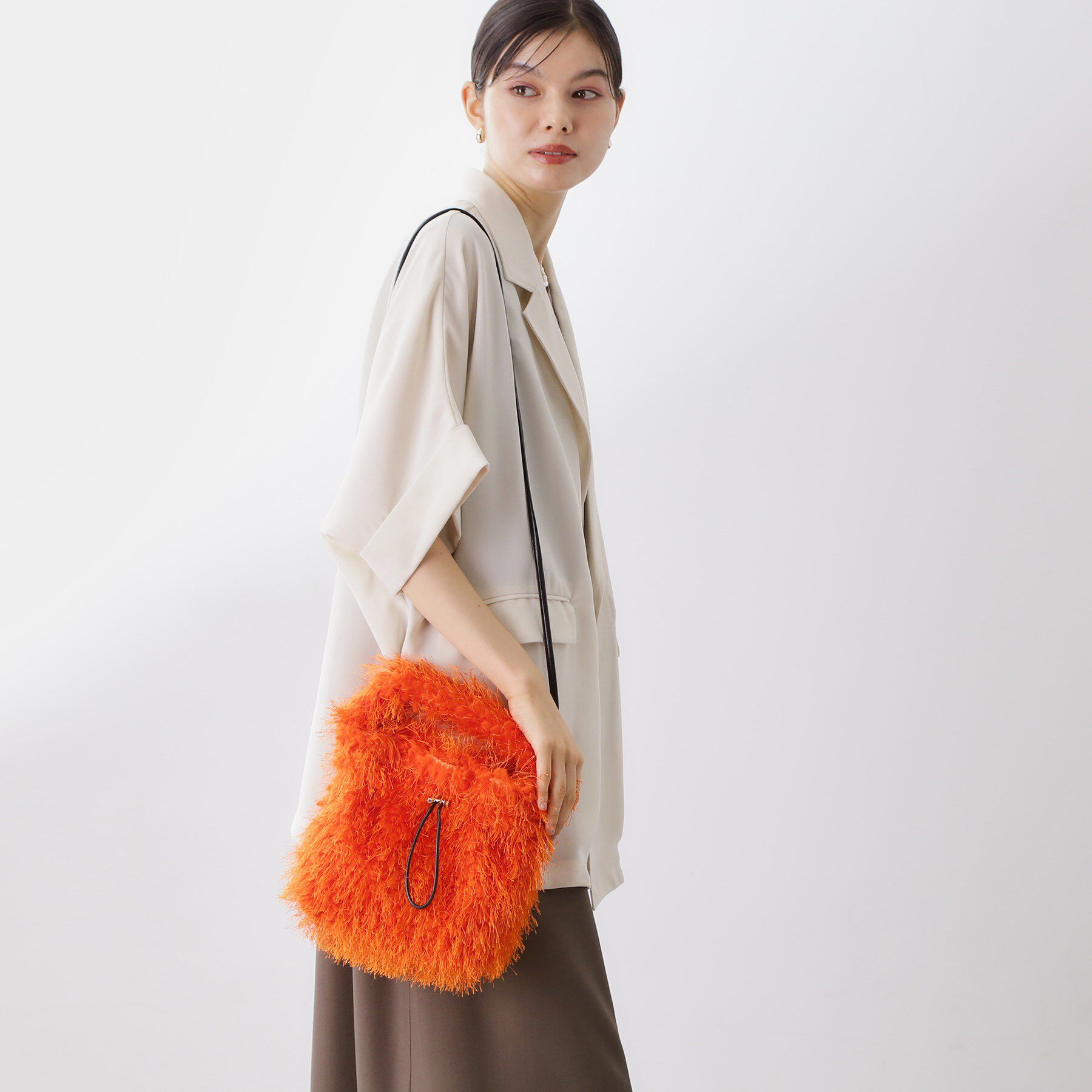 THE SHOP TK「フリンジボア巾着バッグ」|ショルダー・メッセンジャー|