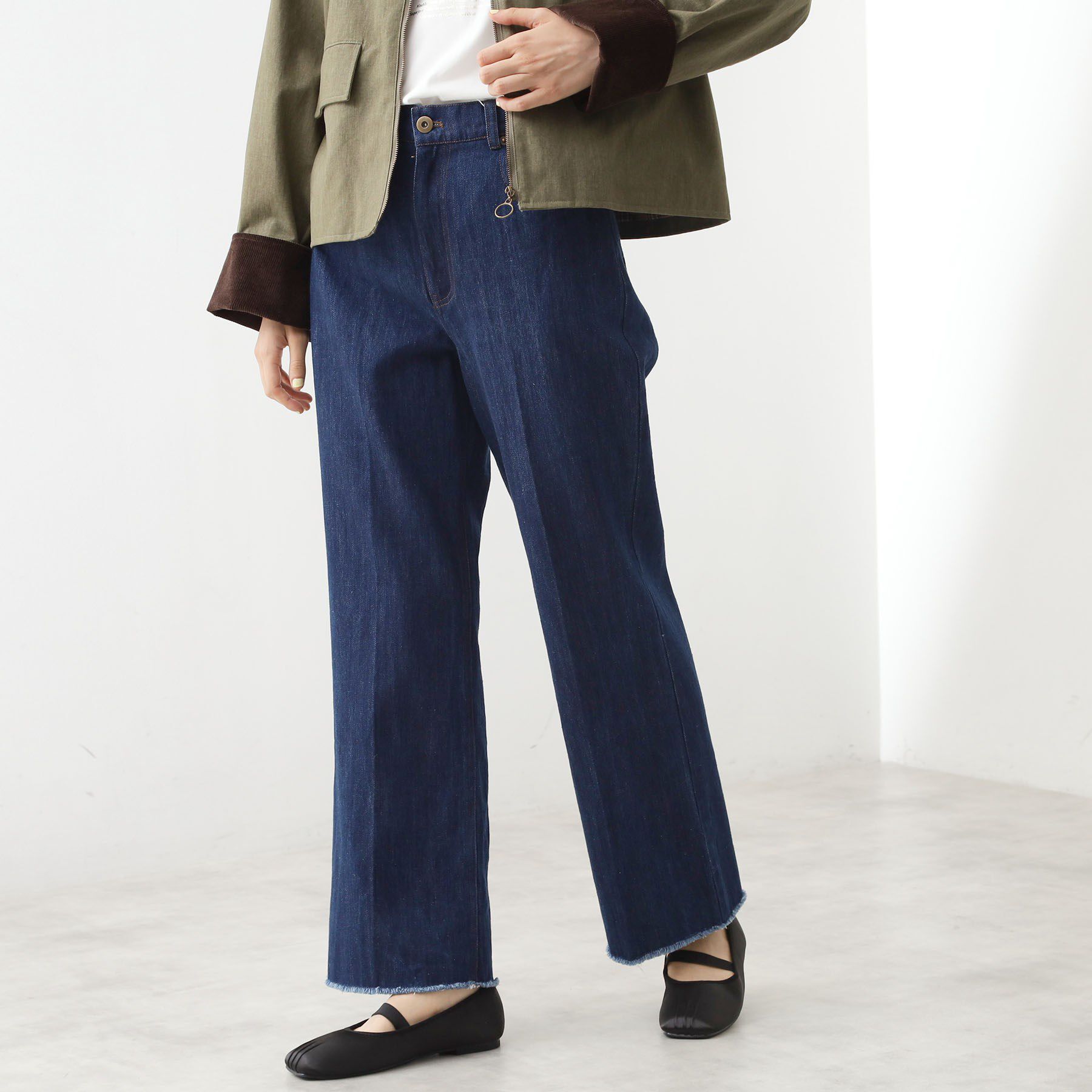THE SHOP TK「デニムフレアパンツ【洗濯機可】」|デニム|