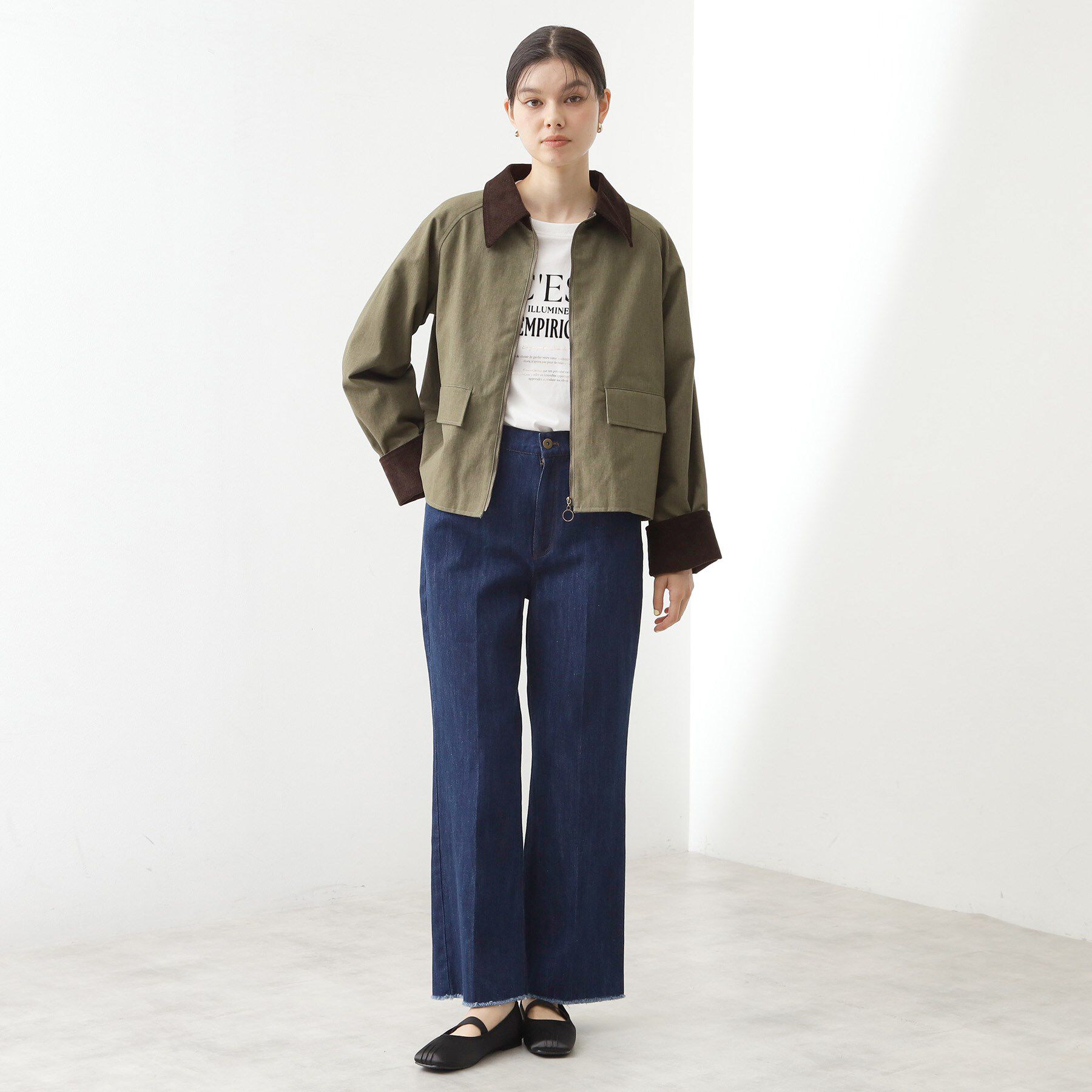 THE SHOP TK「デニムフレアパンツ【洗濯機可】」|デニム|