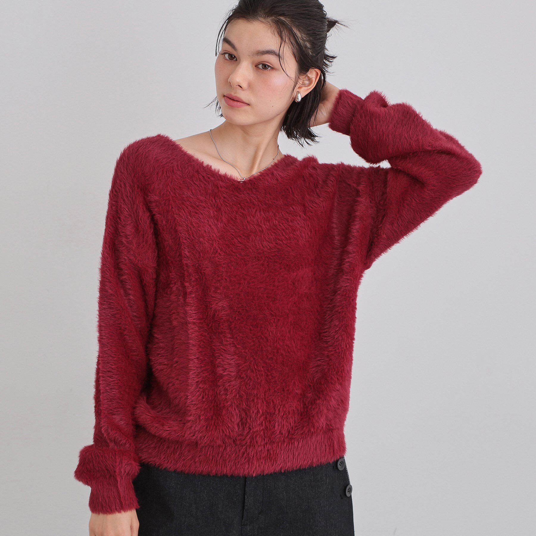 THE SHOP TK「【選べる7色/華やかで柔らか】ふわふわフェザーニット/洗える・前後2WAY」|ニット・セーター|レッド(063)