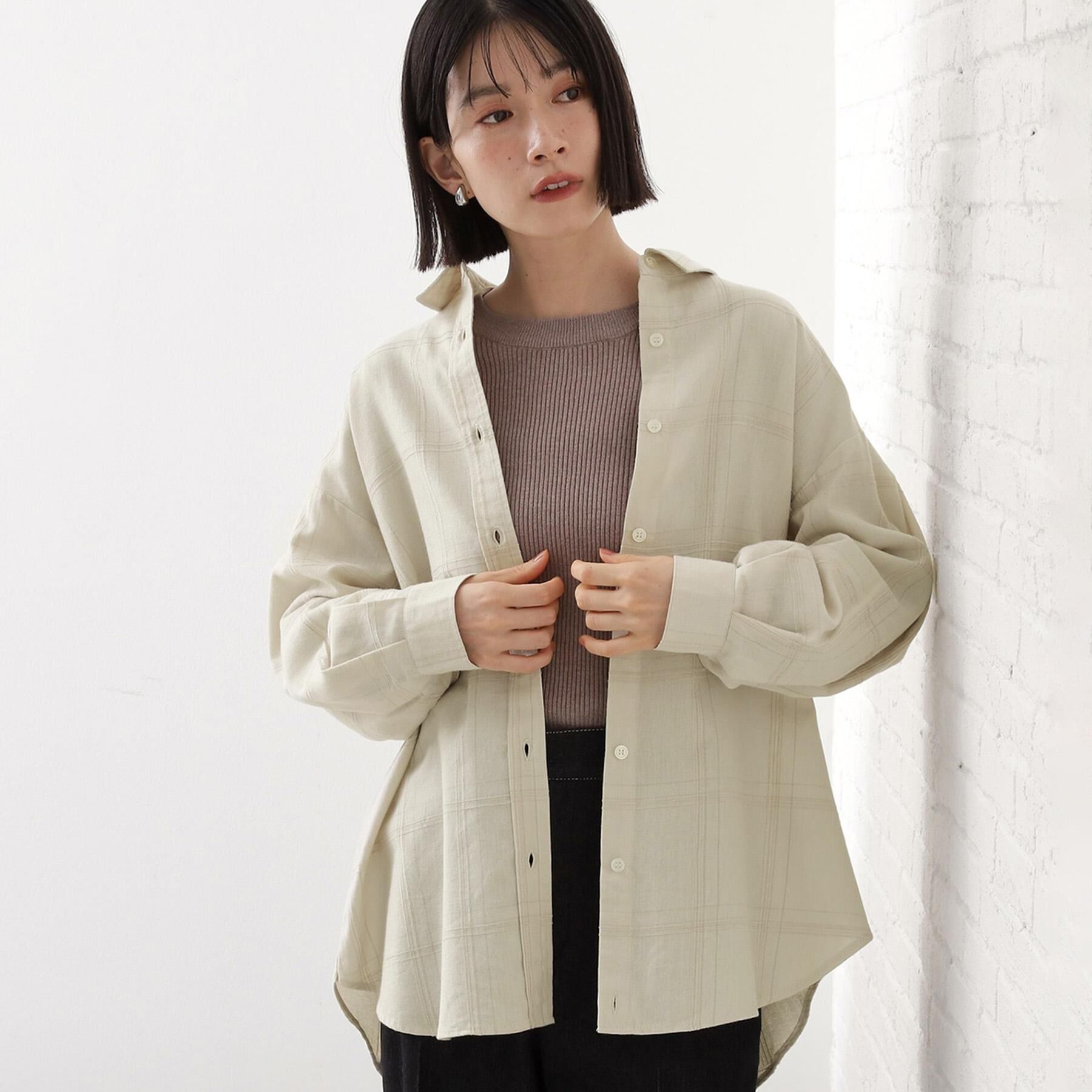 THE SHOP TK「インしてる風にも着られるチェックシャツ」|シャツ・ブラウス|アイボリー(204)