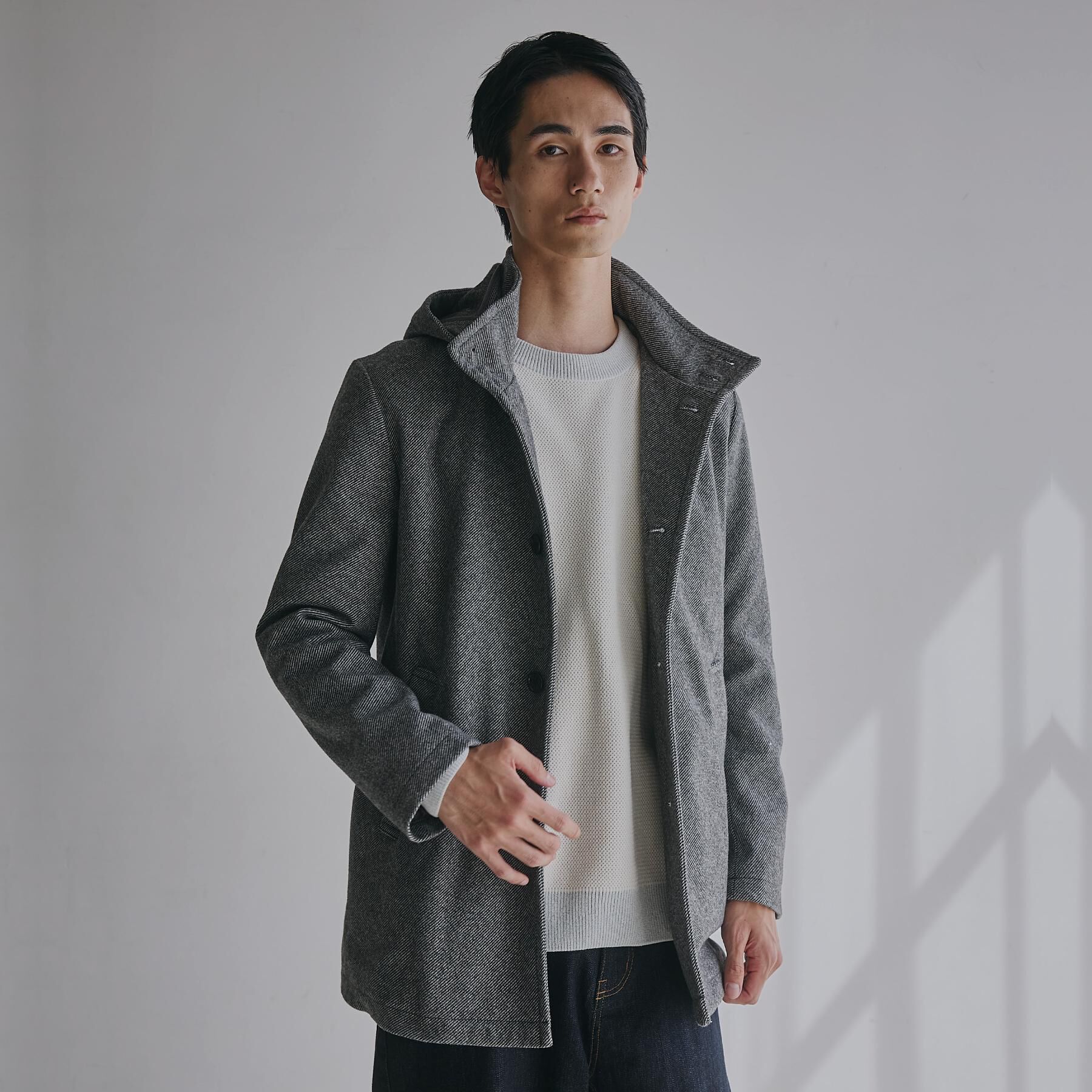 THE SHOP TK「ON/OFF対応 ウーリック スタンド メルトンコート　【洗濯機OK/フード取外し可】」|その他|グレー(412)