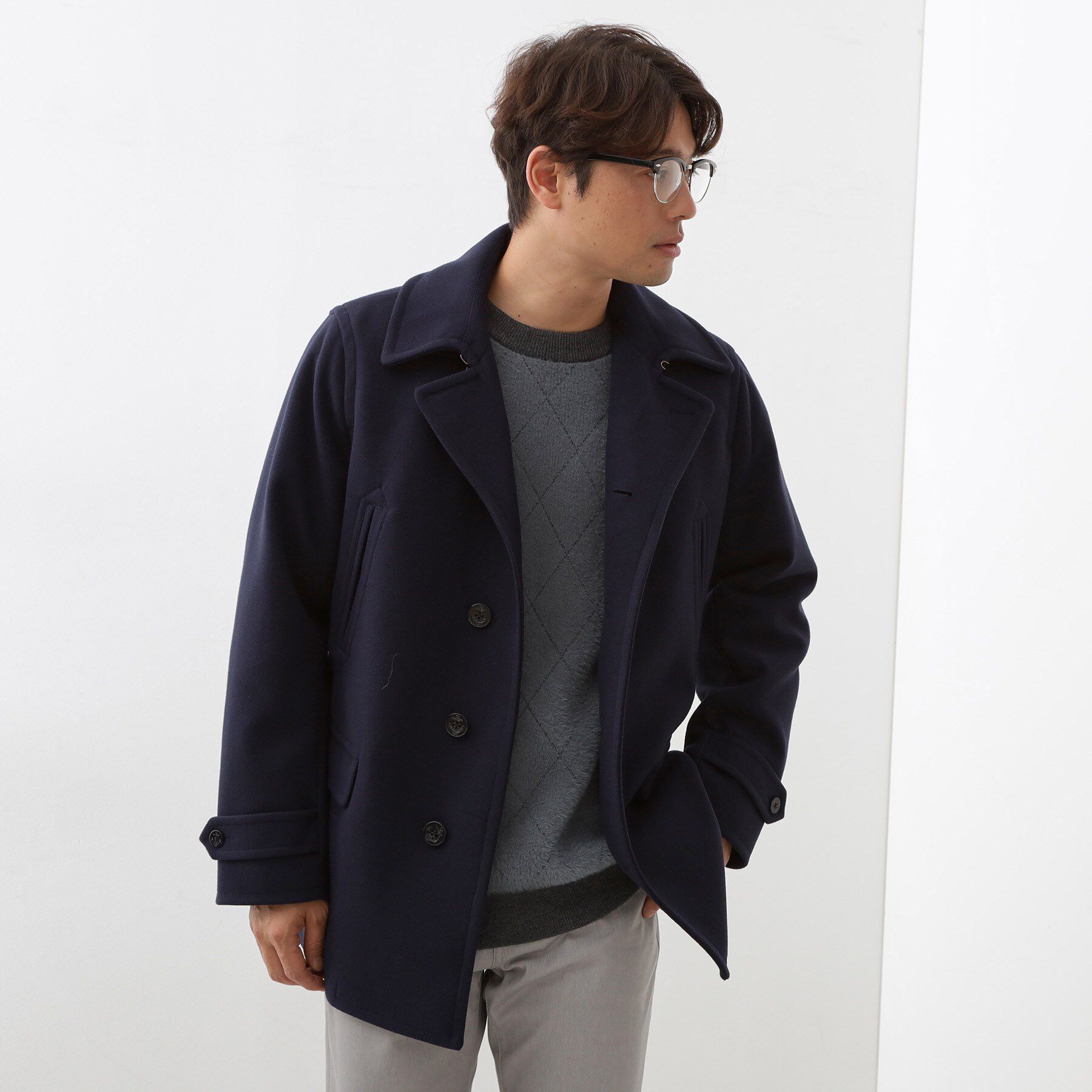 THE SHOP TK「ウーリックシングルPジャケット」|ピーコート|