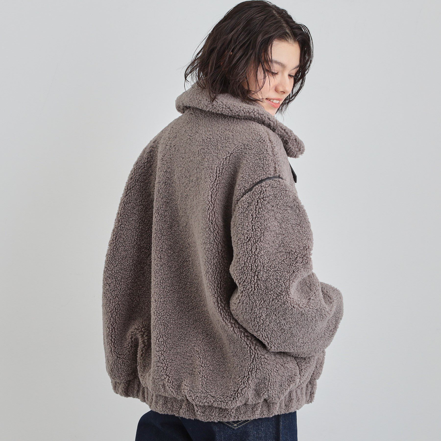 THE SHOP TK「マシュマロタッチ ボアボンバージャケット」|ブルゾン・スタジャン|