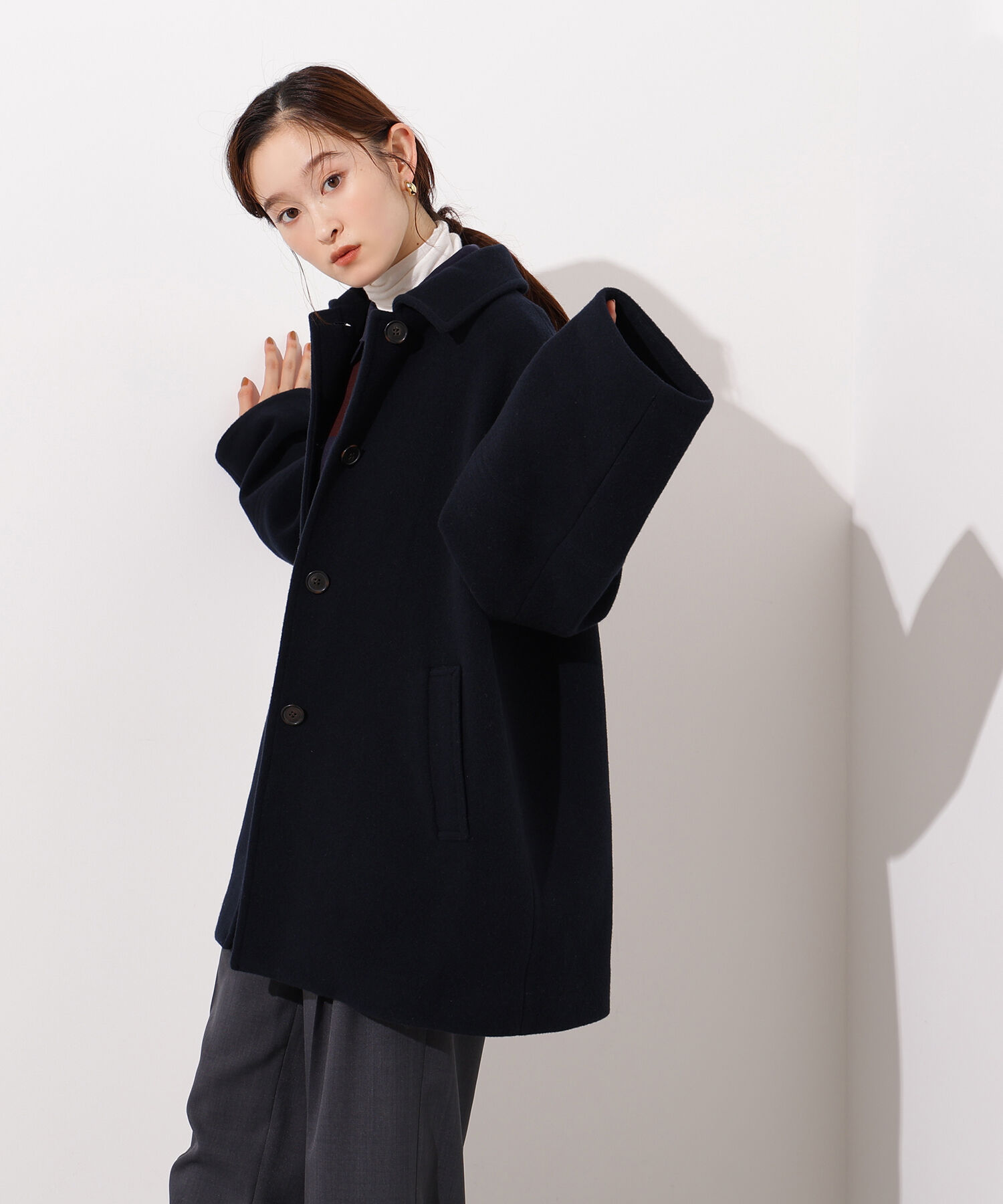  「ステンカラーミディコート」|ブルゾン・スタジャン|