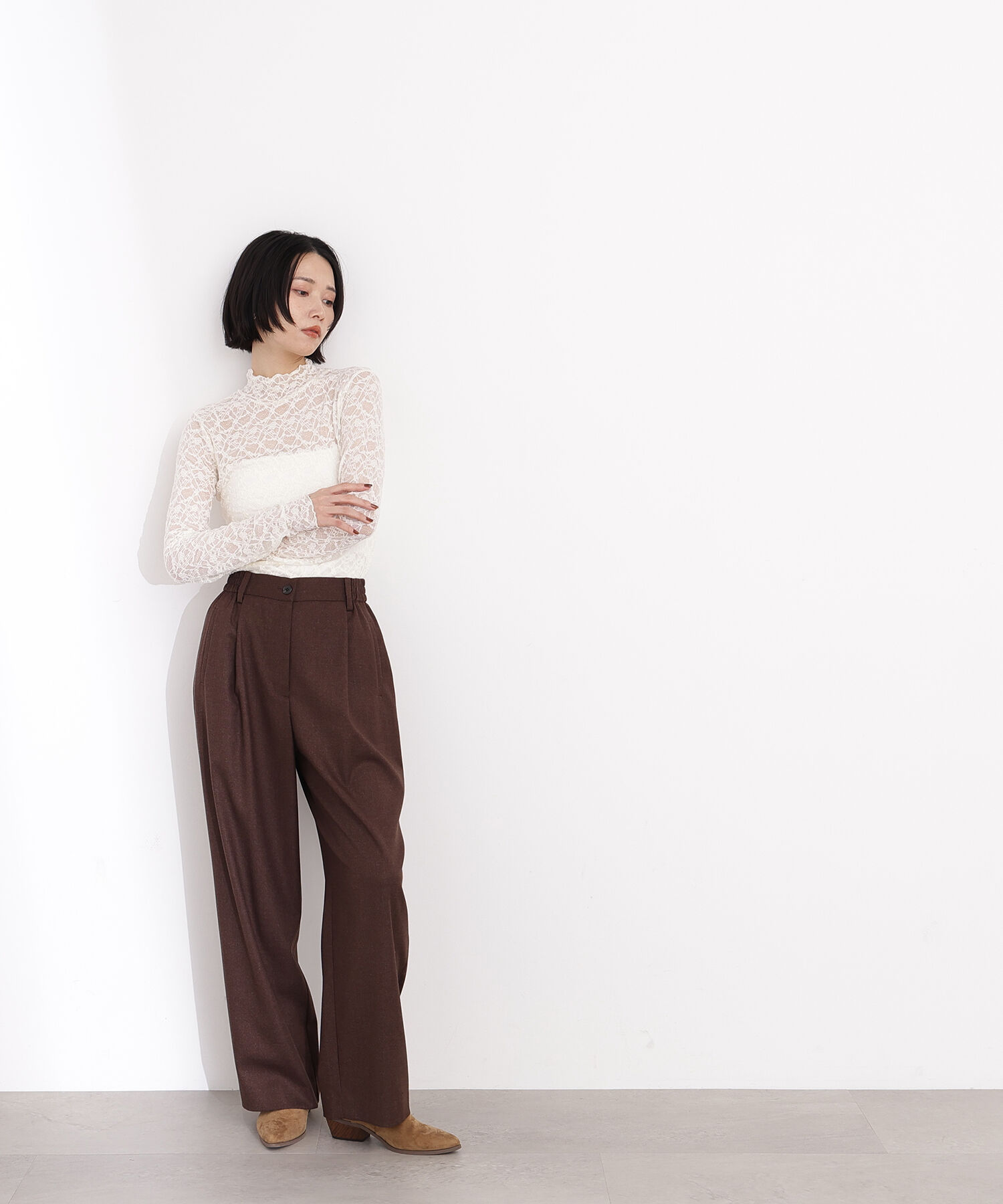  「レースハイネックカットソー」|Tシャツ・カットソー|