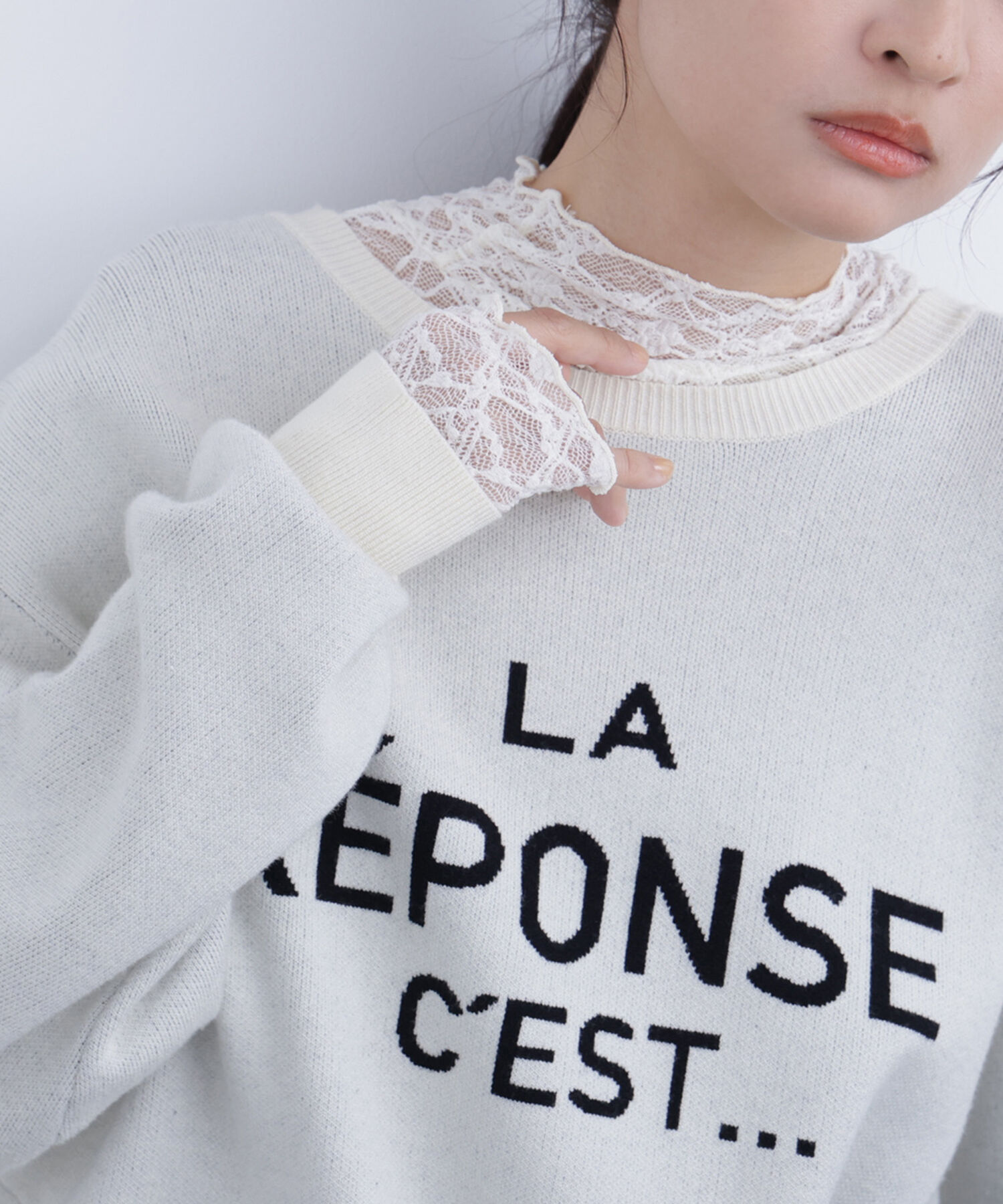  「レースハイネックカットソー」|Tシャツ・カットソー|