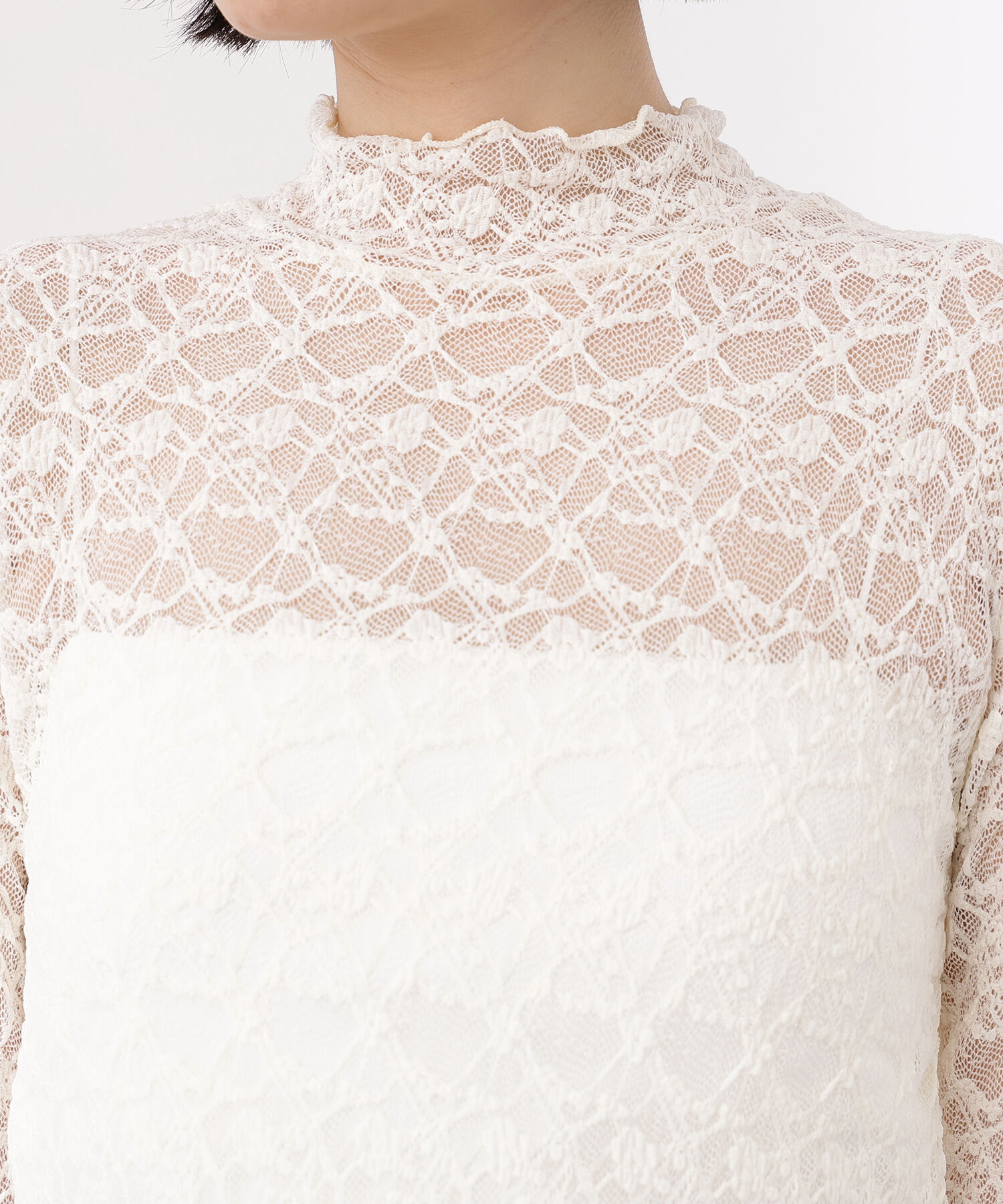  「レースハイネックカットソー」|Tシャツ・カットソー|