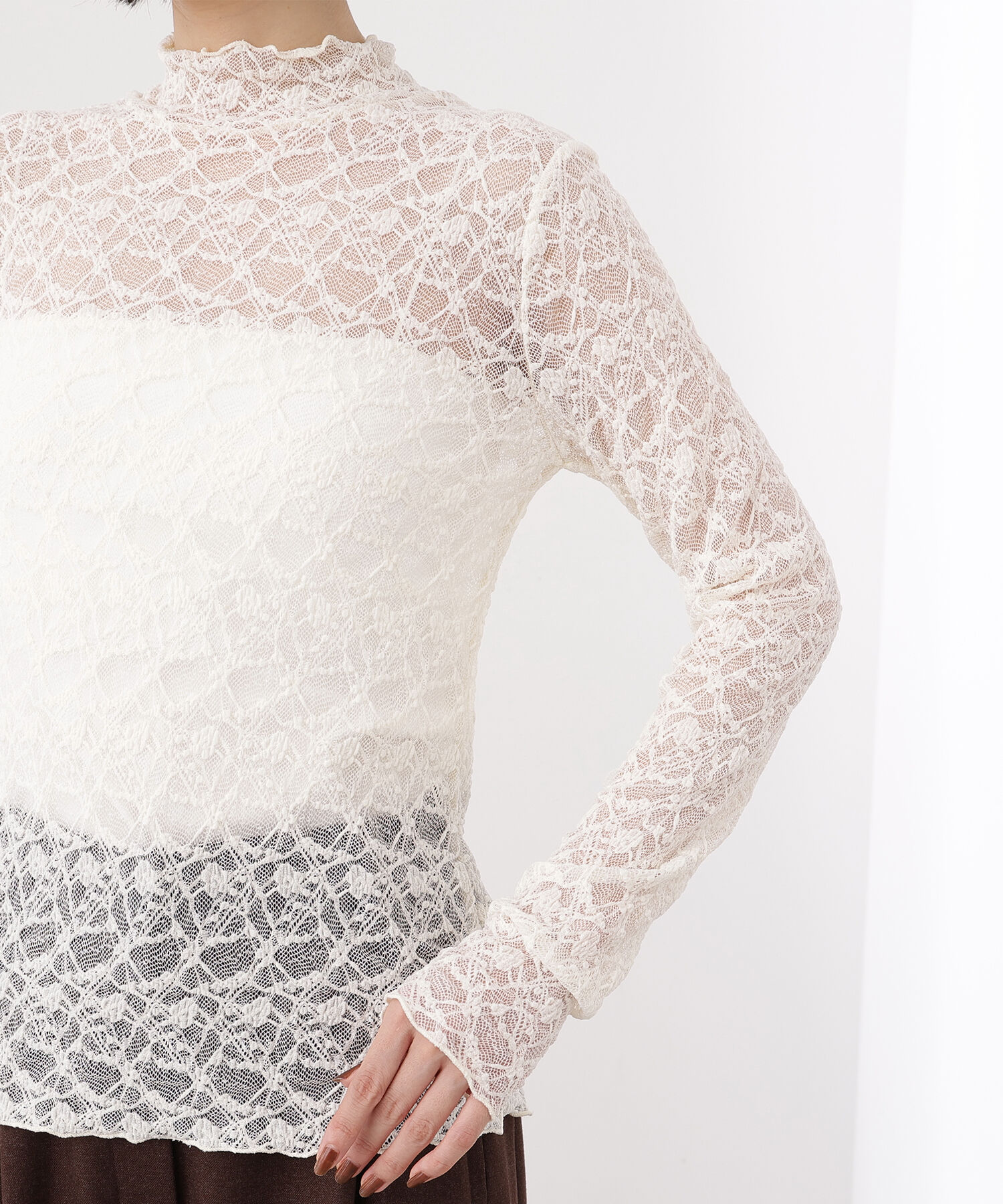  「レースハイネックカットソー」|Tシャツ・カットソー|