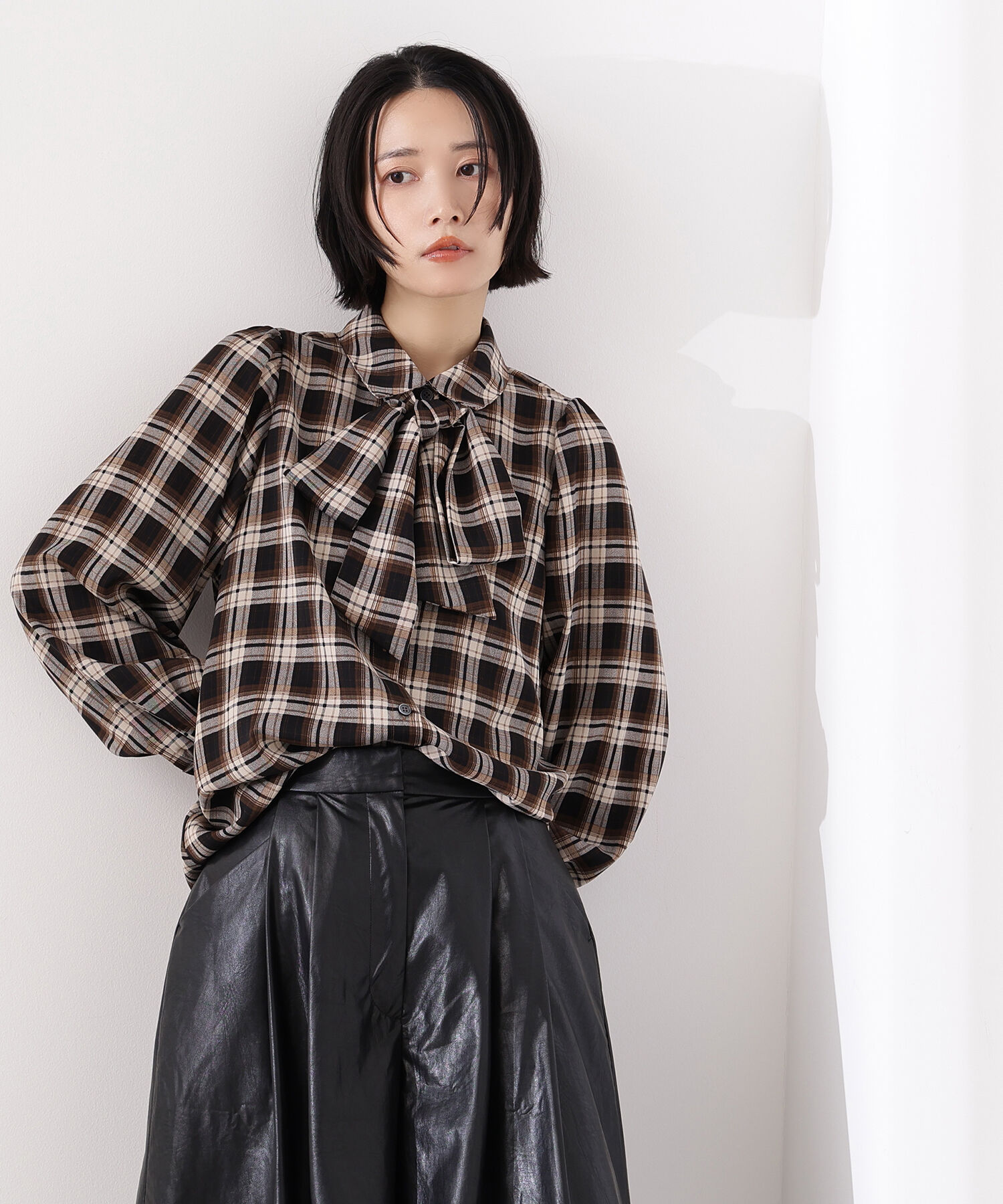  「チェックボウタイブラウス」|シャツ・ブラウス|