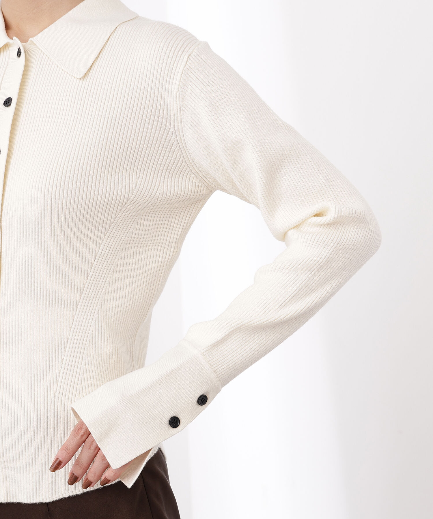  「ポロ襟フレアカフスニット」|ニット・セーター|