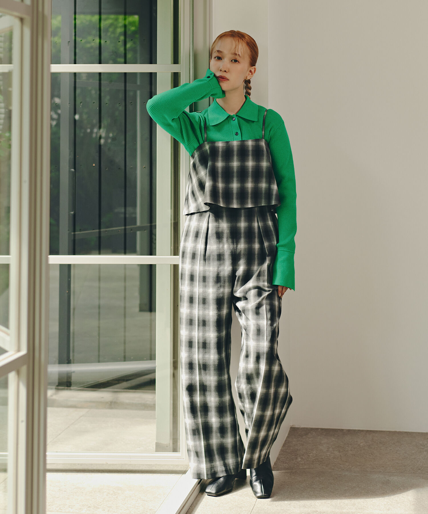  「ポロ襟フレアカフスニット」|ニット・セーター|