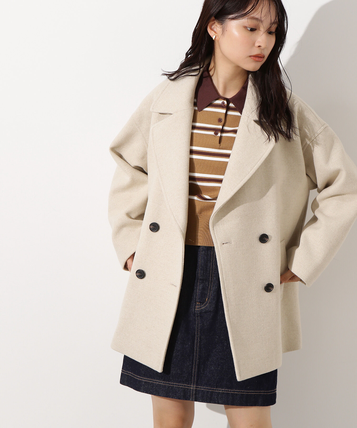  「ミドルPコート《ブラウン&times;ゴールドボタン：LUMINE・LUCUA・official site限定》」|ブルゾン・スタジャン|