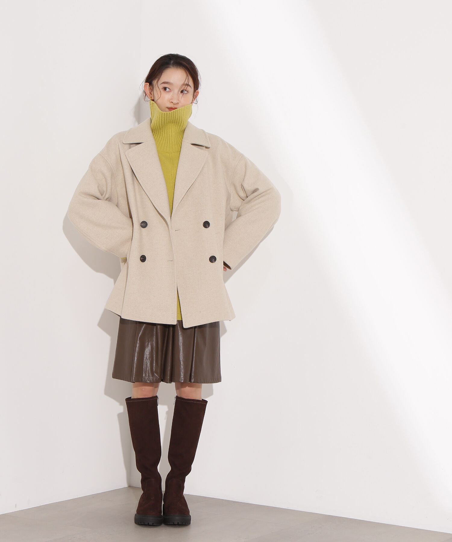  「ミドルPコート《ブラウン&times;ゴールドボタン：LUMINE・LUCUA・official site限定》」|ブルゾン・スタジャン|