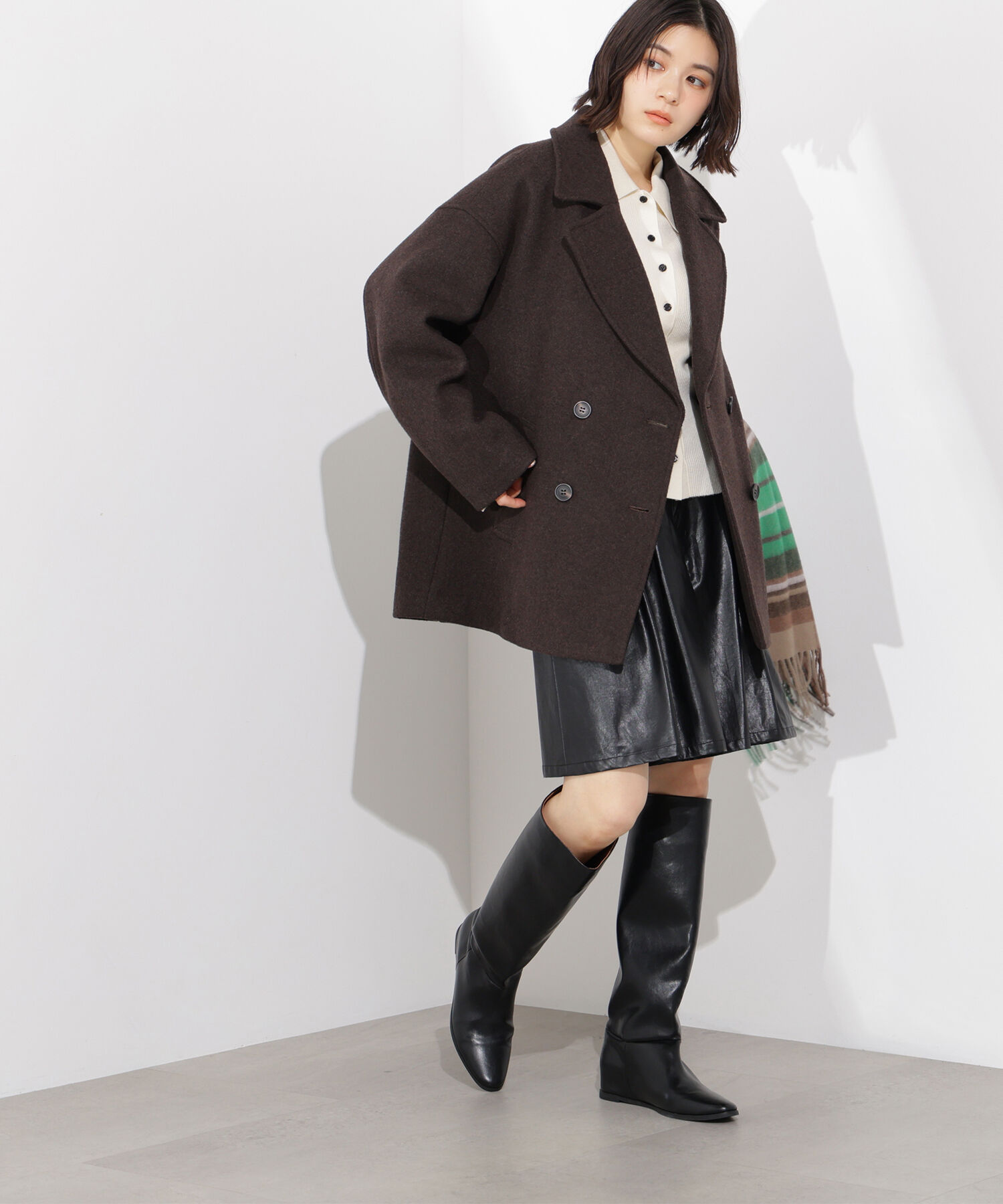  「ミドルPコート《ブラウン&times;ゴールドボタン：LUMINE・LUCUA・official site限定》」|ブルゾン・スタジャン|