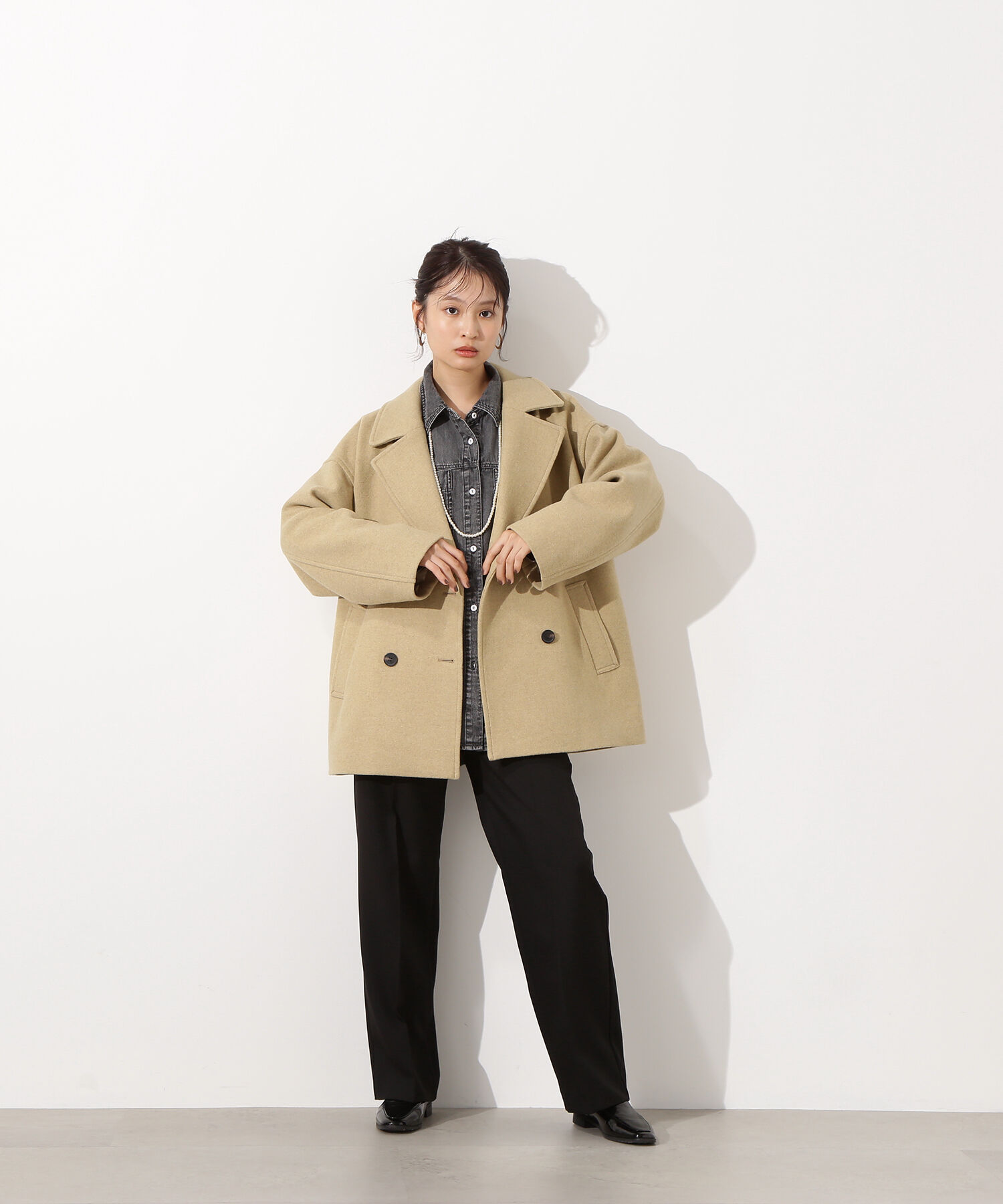  「ミドルPコート《ブラウン&times;ゴールドボタン：LUMINE・LUCUA・official site限定》」|ブルゾン・スタジャン|