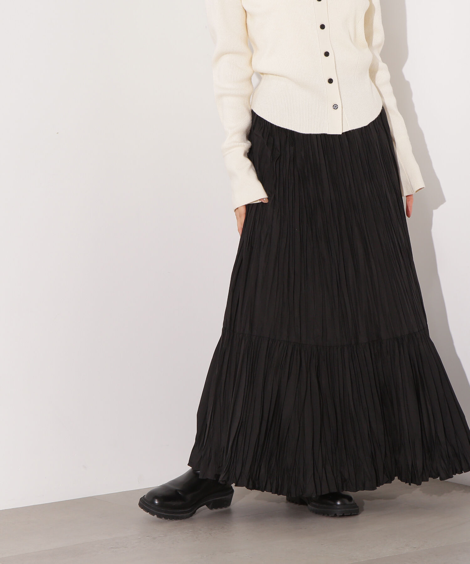  「ティアードプリーツスカート」|スカート|ブラック
